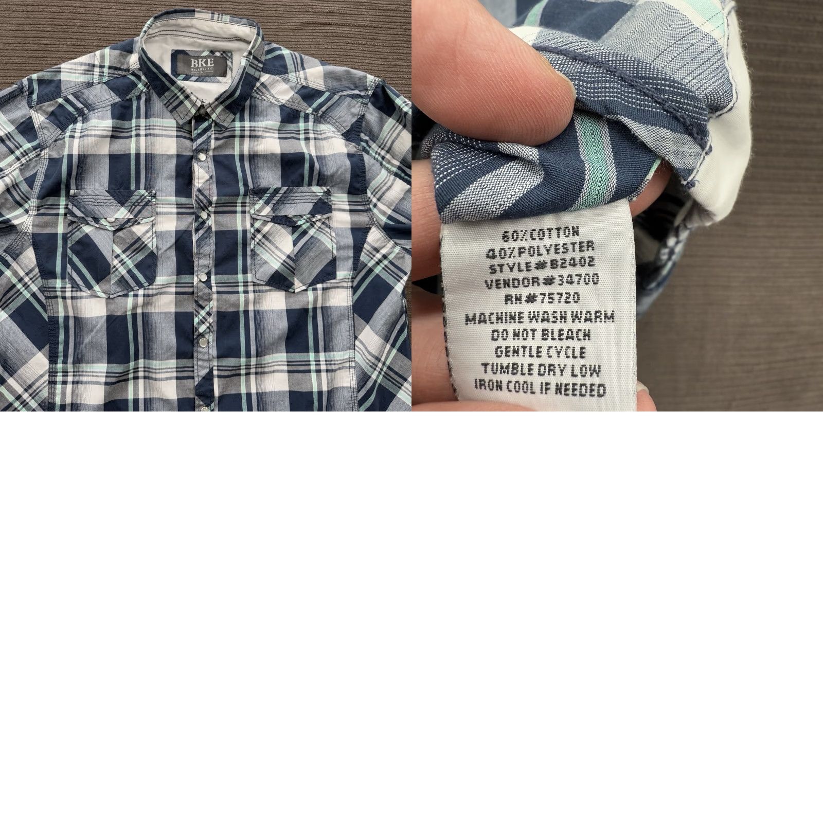 Vintage BKE Buckle Shirt Men Large Plaid Cotton Pearl Snap Long Sleeve Cowboy Rodeo Shirt Size US L / EU 52-54 / 3 - 8 Thumbnail
