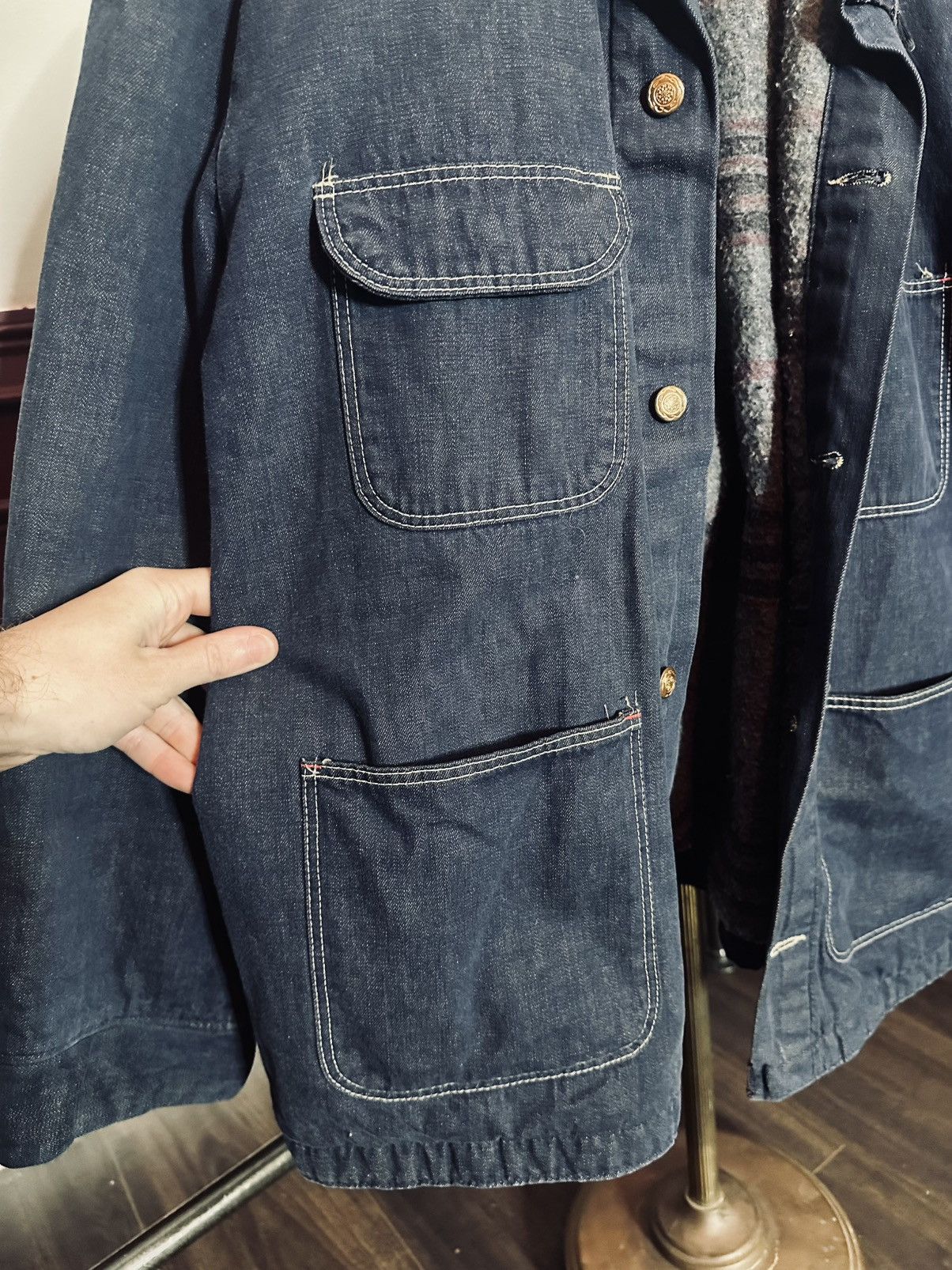 Wrangler EARLY vintage flannel lined corduroy indigo denim jacket Size US XL / EU 56 / 4 - 3 Thumbnail