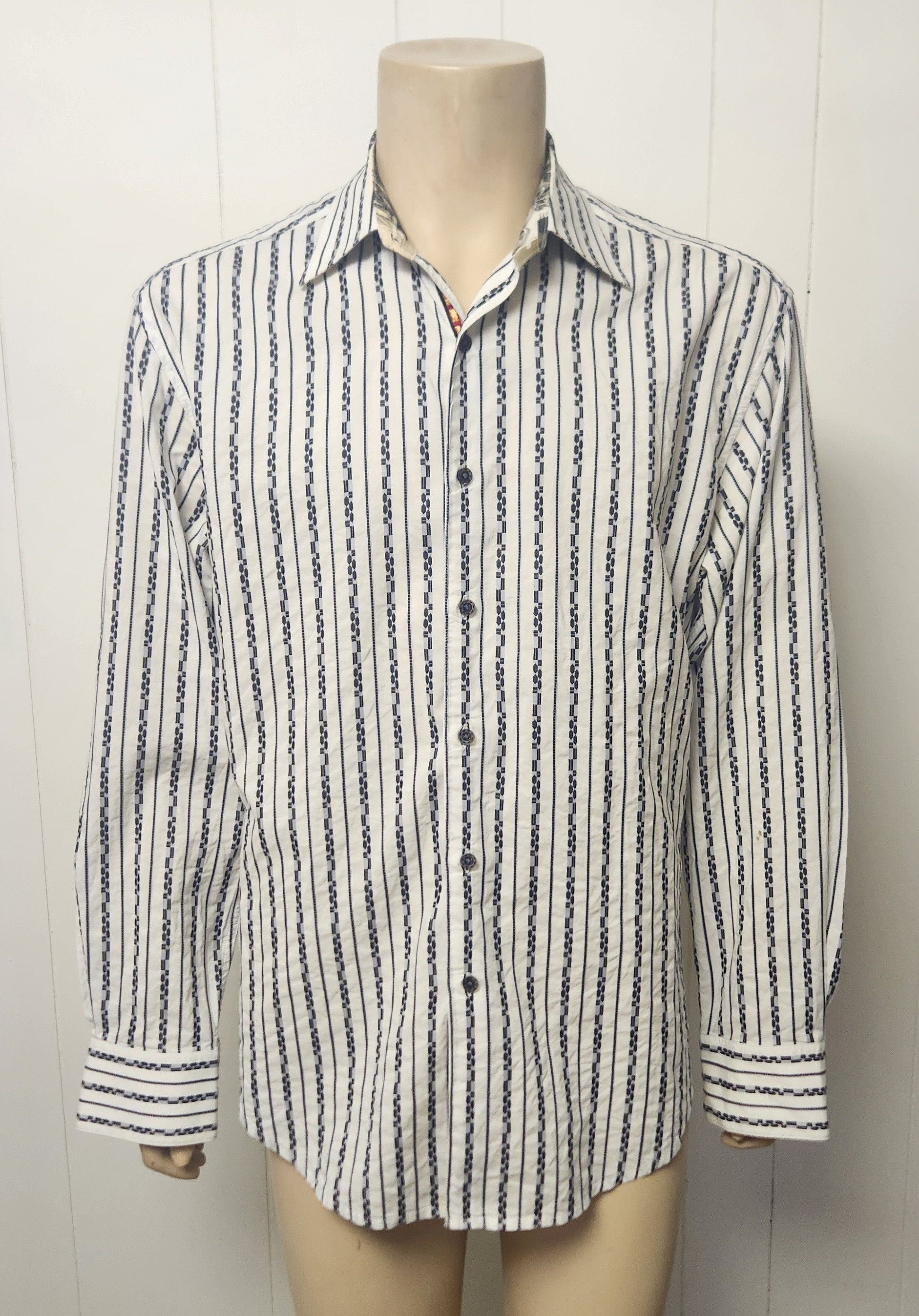 Robert Graham Robert Graham shirt XL men's black white stripe cotton Size US XL / EU 56 / 4 - 1 Thumbnail