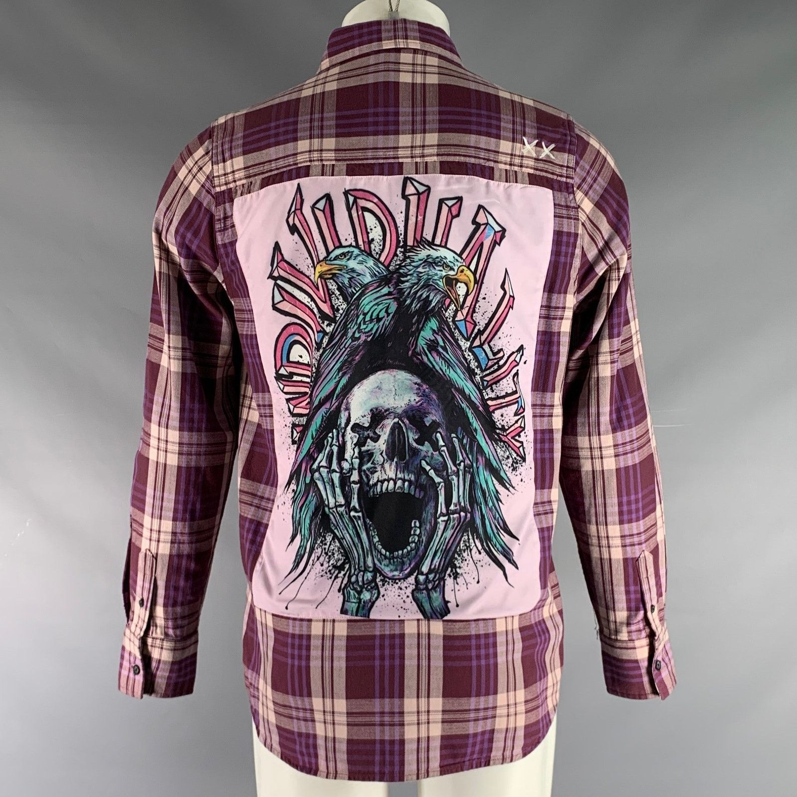 Cult Of Individuality Size S Purple Plaid Cotton Button Up Long Sleeve Shirt Size US S / EU 44-46 / 1 - 4 Thumbnail
