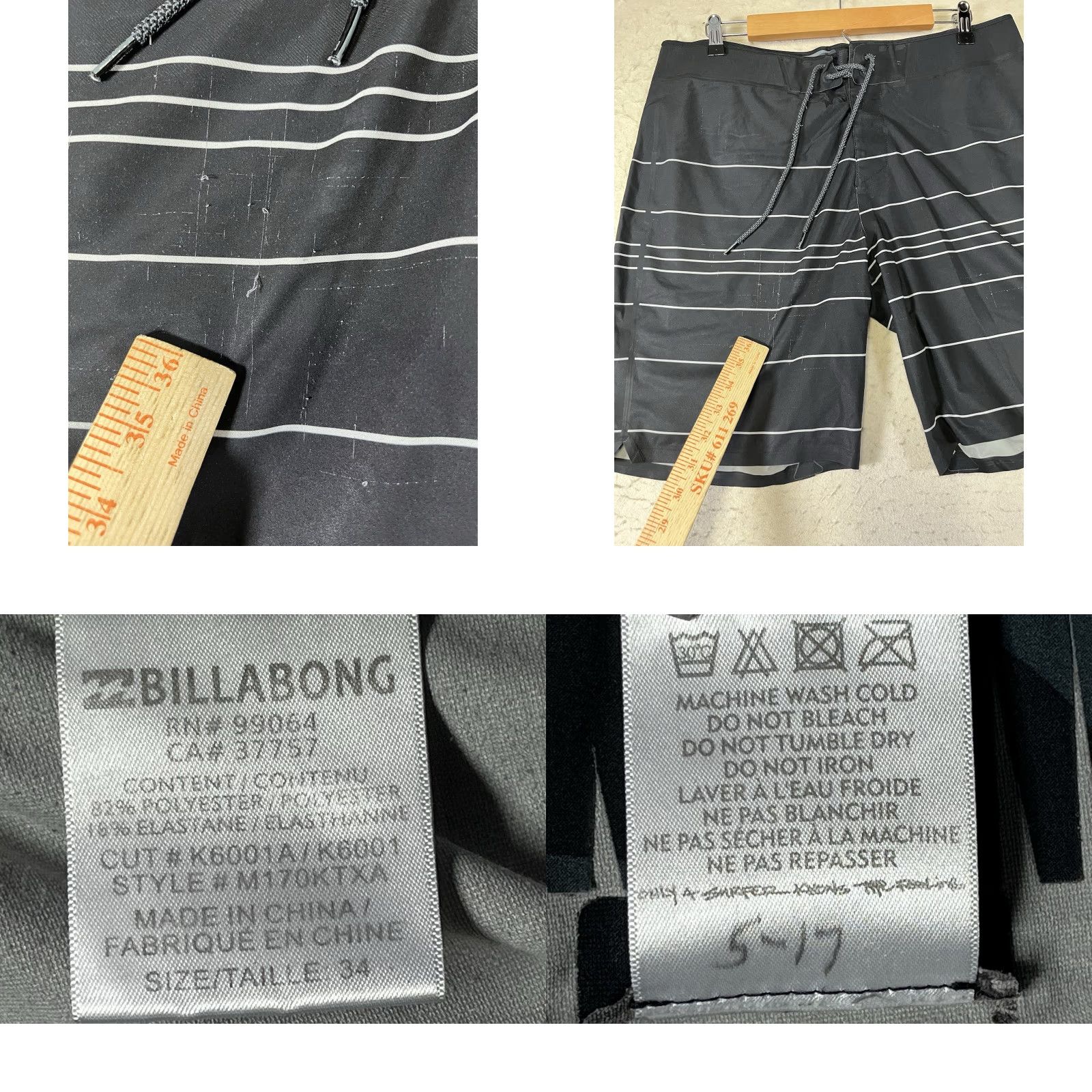 Billabong Billabong Board Shorts Men 34 Black Stripe Lifeguard Surfing 90s Beach Colorful Breathable Drawstring Pockets Summer Surfer Shirt? Size US 34 / EU 50 - 8 Thumbnail