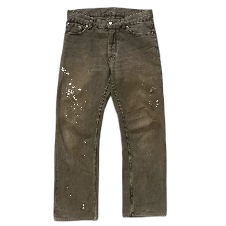 Helmut Lang helmut lang 90s washed brown gray paint splatter pants Size US 30 / EU 46 - 1 Thumbnail