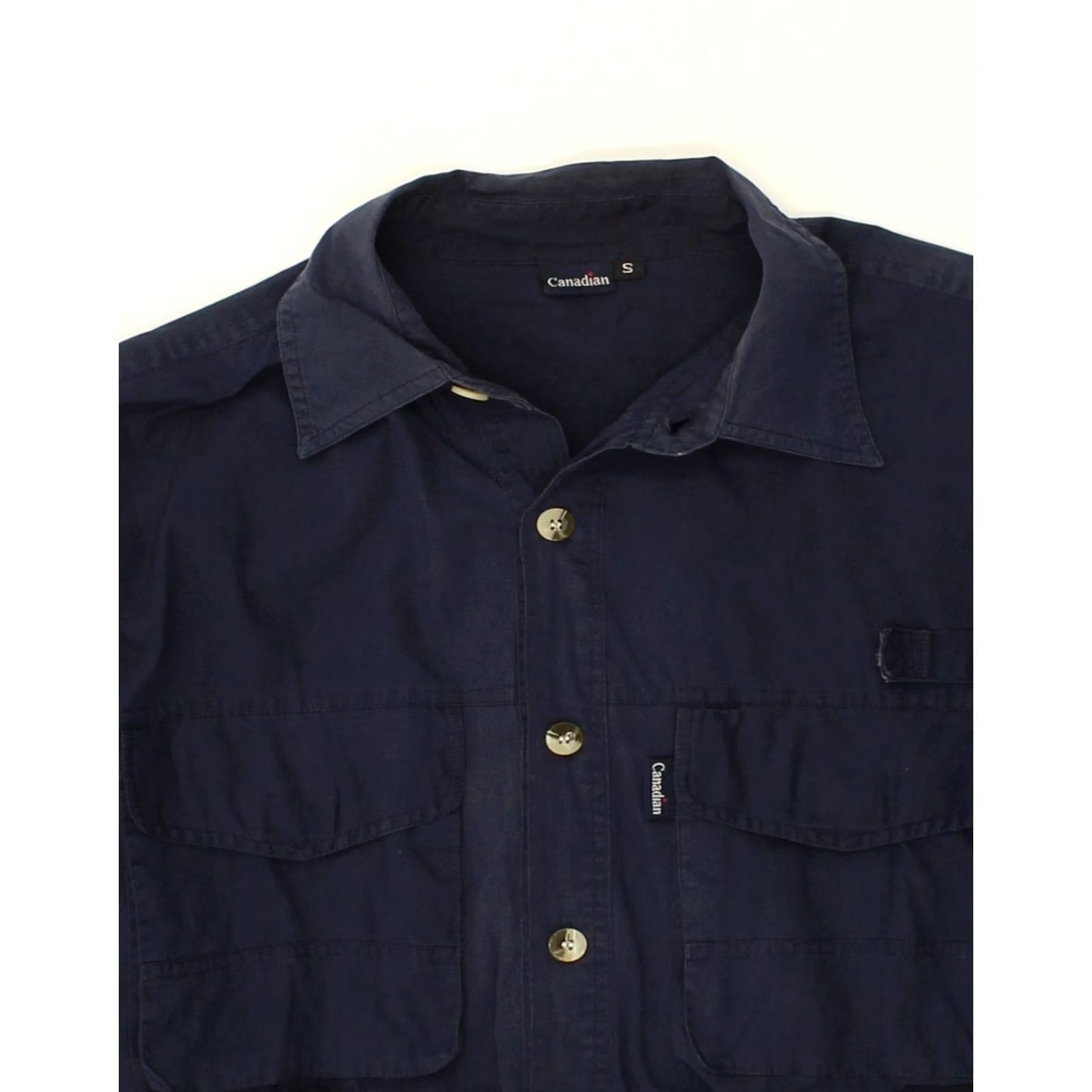 Vintage CANADIAN Mens Shirt Small Navy Blue Cotton IP07 Size US S / EU 44-46 / 1 - 3 Thumbnail