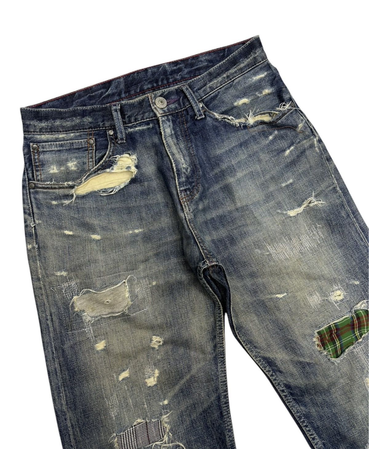 Hysteric Glamour × If Six Was Nine × Le Grande Bleu (L.G.B.) 🔥RARE THRASHED DISTRESSED DENIM TKMIXPICE REPAIR DENIM JEAN Size US 30 / EU 46 - 3 Thumbnail