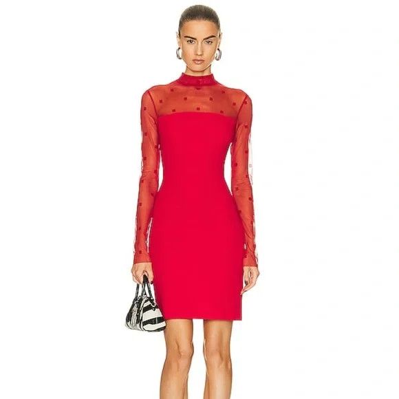 Givenchy GIVENCHY MOCK NECK TUBINO VERMILLION DRESS - NEW WITH TAGS Size XXS / US 00 / IT 34 - 1 Thumbnail