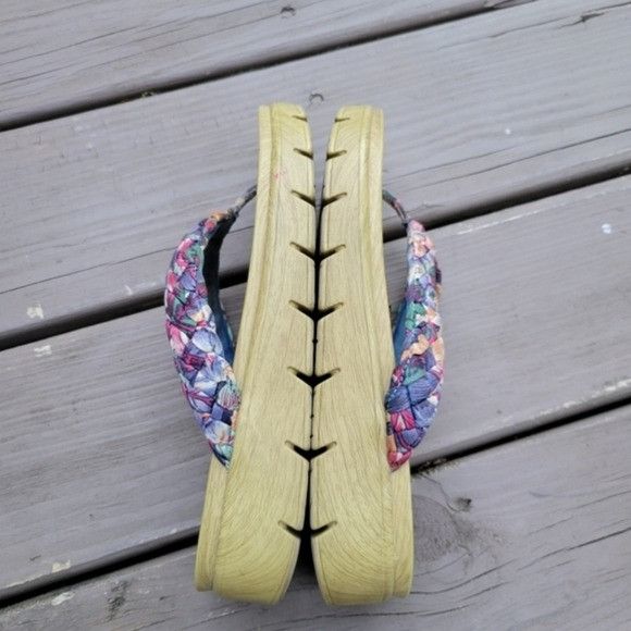 Other Alegria Blue Multi Floral Rainbow Braided Flip Flop Thong Pl Size US 9.5 / IT 39.5 - 3 Thumbnail