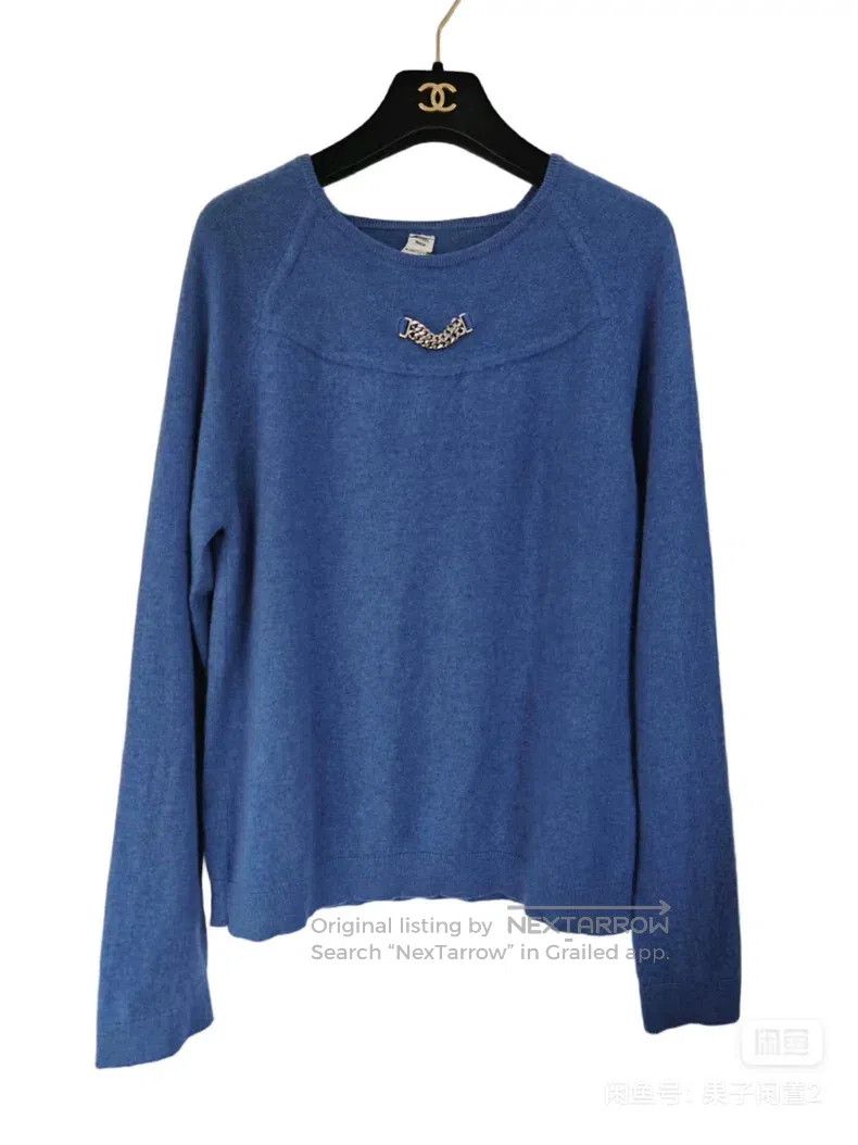 Hermes Hermes Sophisticated blue cashmere sweater Size S / US 4 / IT 40 - 2 Thumbnail