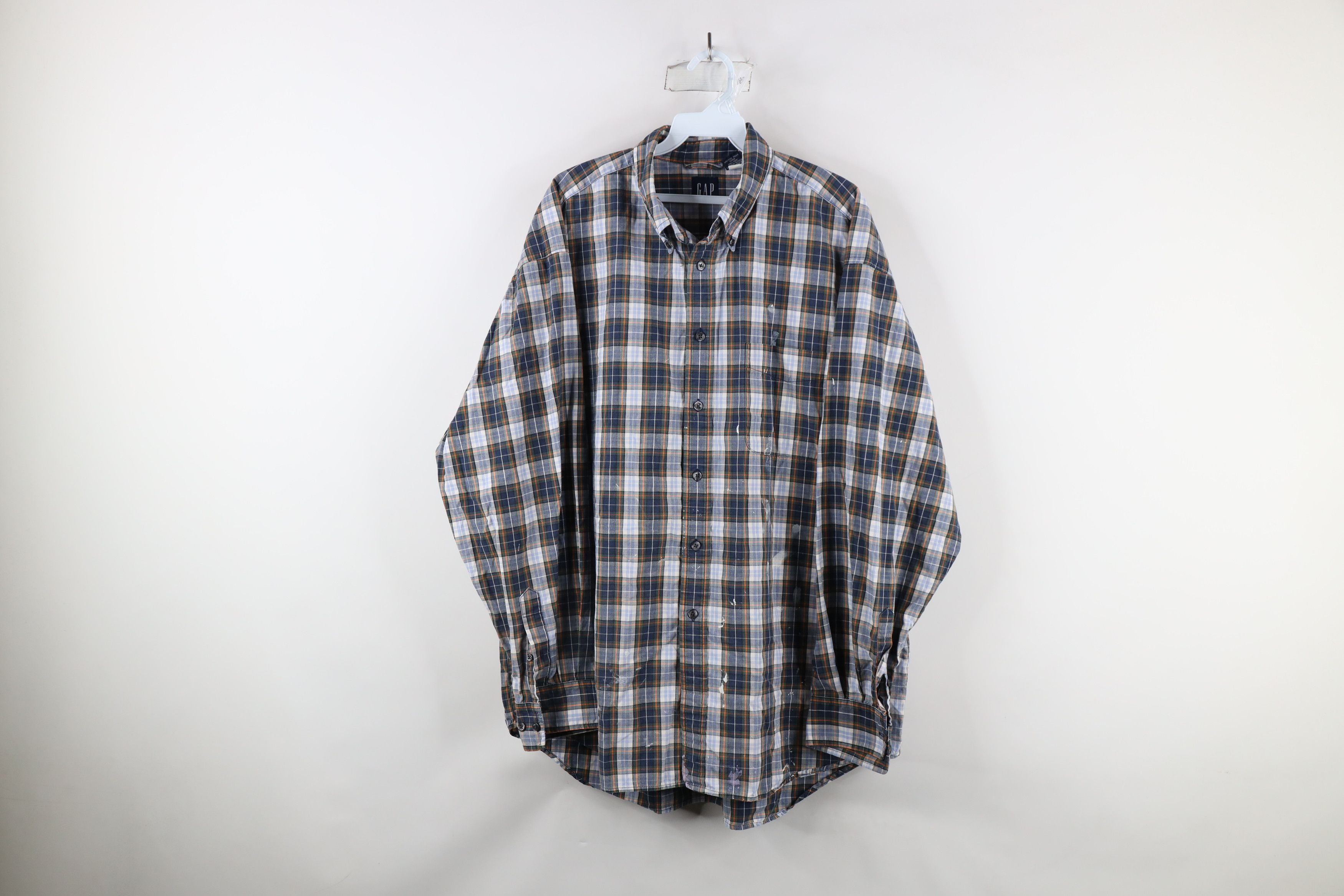 Gap × Vintage Vintage 90s Gap Collared Button Down Shirt Plaid Cotton Size US XL / EU 56 / 4 - 1 Thumbnail
