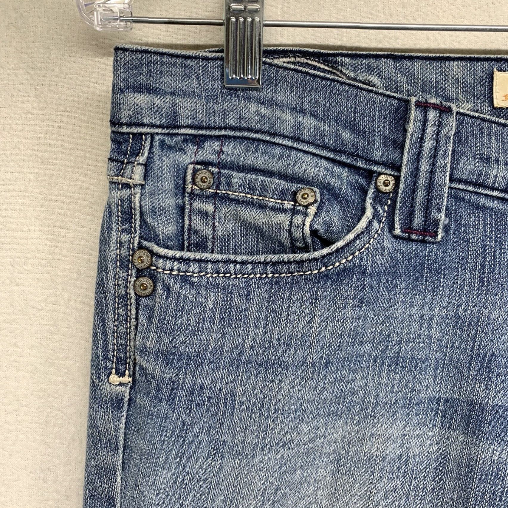 Vintage Vintage Flying Monkey Women's Flared Blue Jeans Size 9 Denim 98% Cotton 2% Spandex All-Season Size 30" / US 8 / IT 44 - 6 Thumbnail