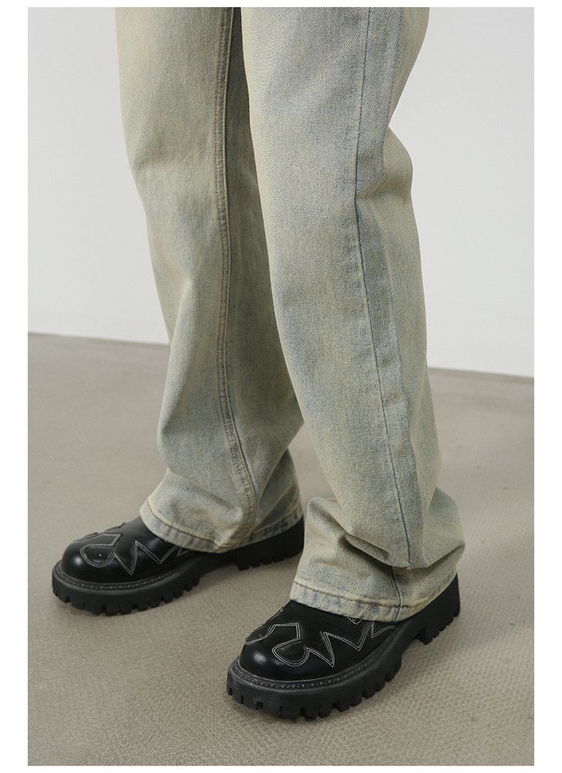 Vintage Japanese retro wide-leg flared washed straight-leg jeans Size US 32 / EU 48 - 3 Thumbnail