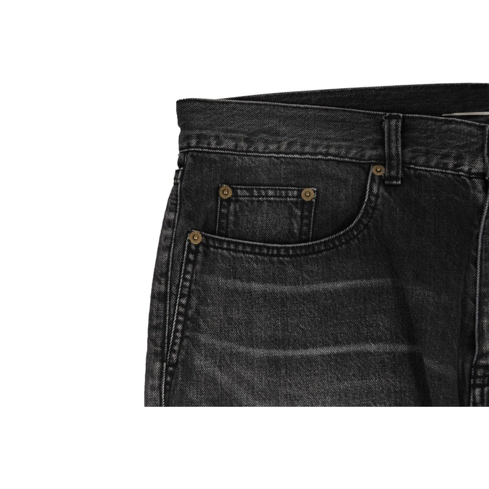 Saint Laurent Paris Jean Shorts 3310 Grey Light Wash Denim Raw Hem Size US 33 - 7 Thumbnail
