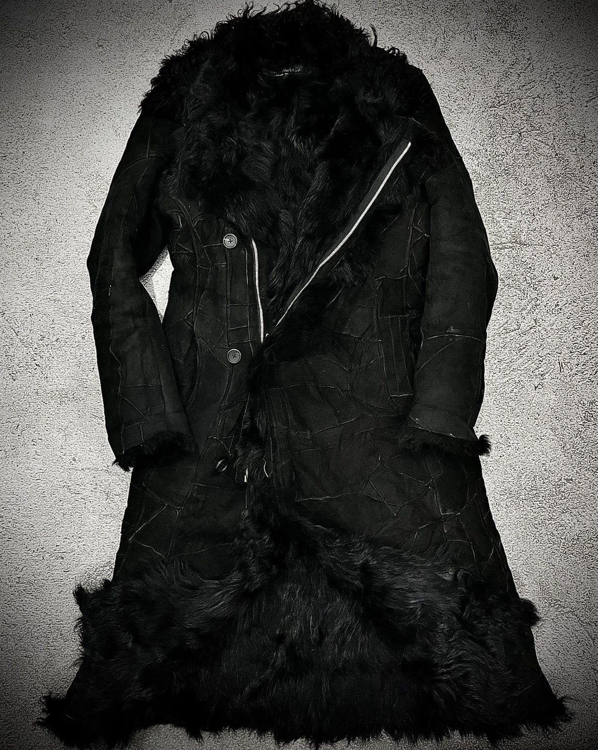 Archive Tornado Mart Fur Suede Long Coat Asymmetrical