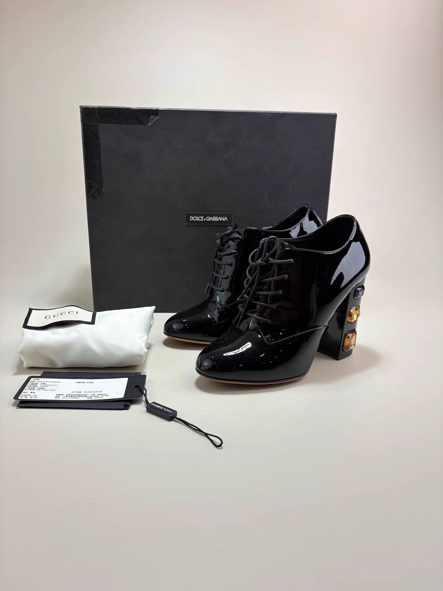 Dolce & Gabbana DOLCE&GABBANA Gem Patent Leather High Heels K1 Size US 6.5 / IT 36.5 - 1 Thumbnail