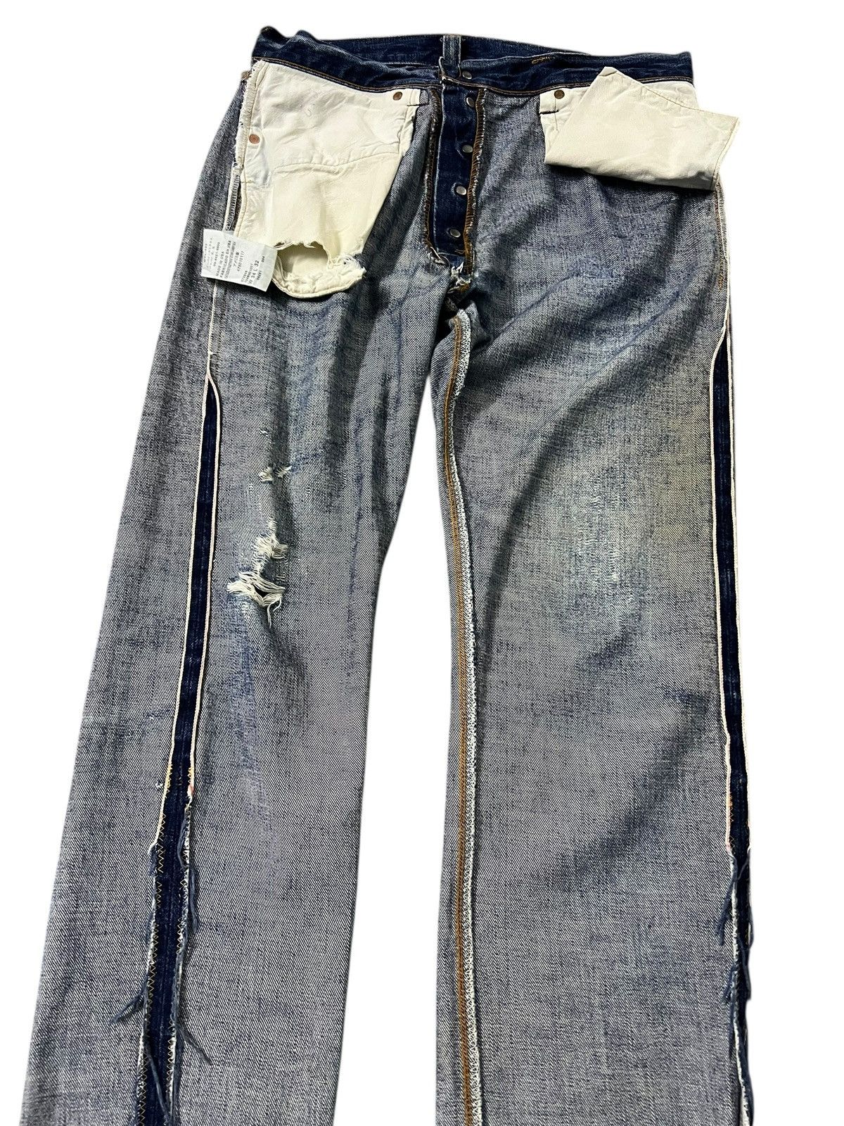 Levi's Vintage Levi’s 501xx Big E Lvc 1950 Usa Distressed Jean Size US 31 - 19 Thumbnail