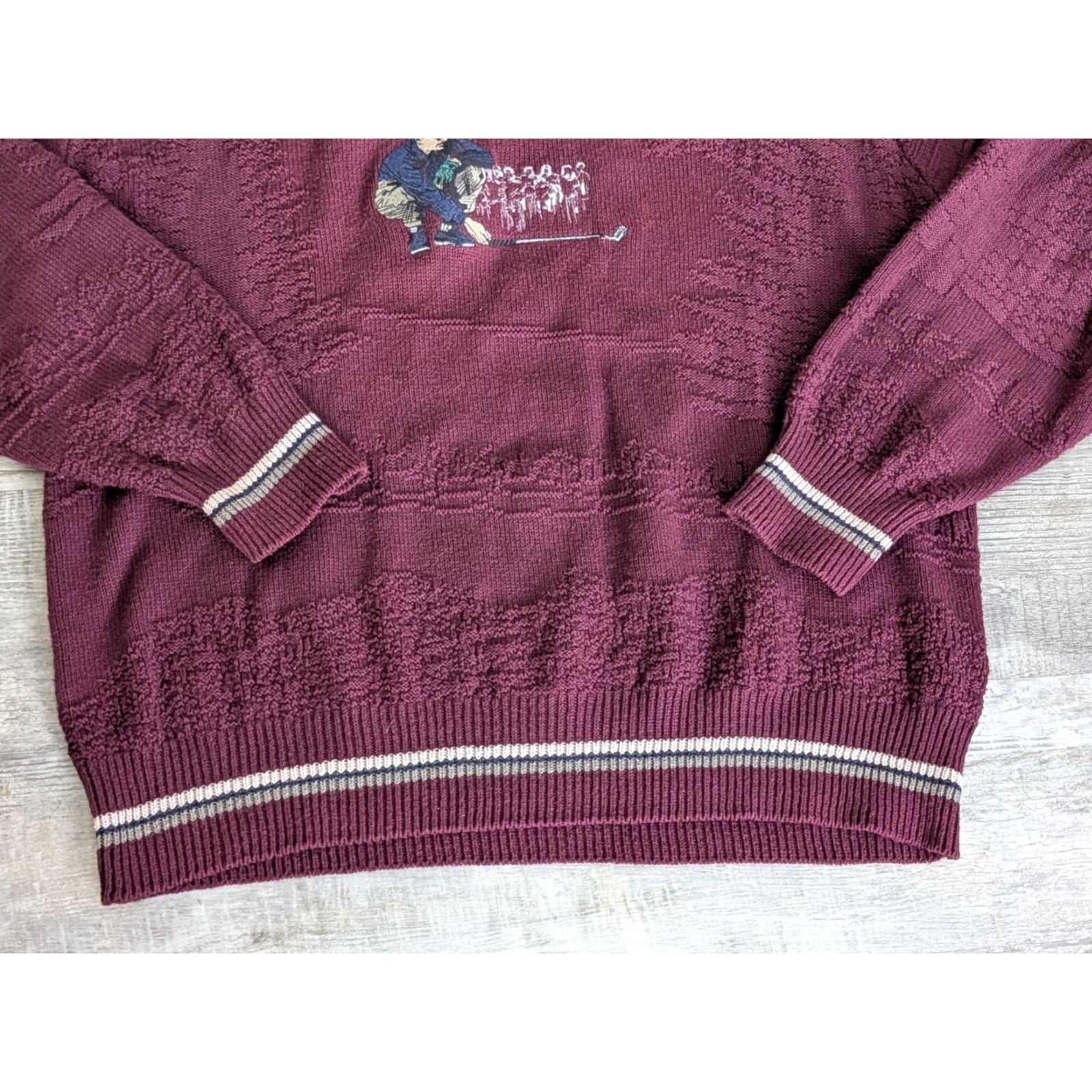 Vintage VINTAGE Carmel Mens Textured Golf Sweater Crew Neck Long Sleeve Sz L Burgundy USA Made Golf 90s Classic Sports Pullover Men Size US L / EU 52-54 / 3 - 6 Thumbnail