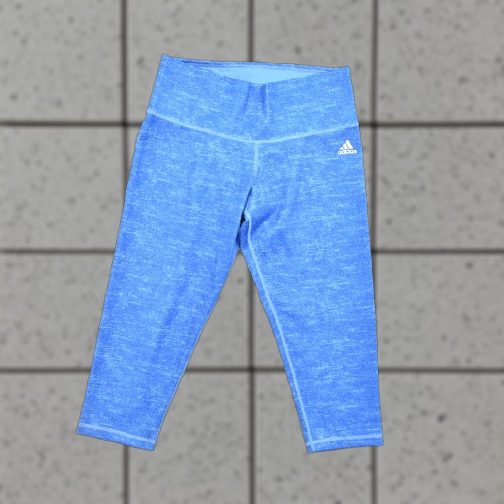 Adidas adidas Climalite Cropped Leggings Women's M Blue Space Dye Pants Skinny Cropped Logo Summer Women Clothing Size 32" / US 10 / IT 46 - 1 Thumbnail