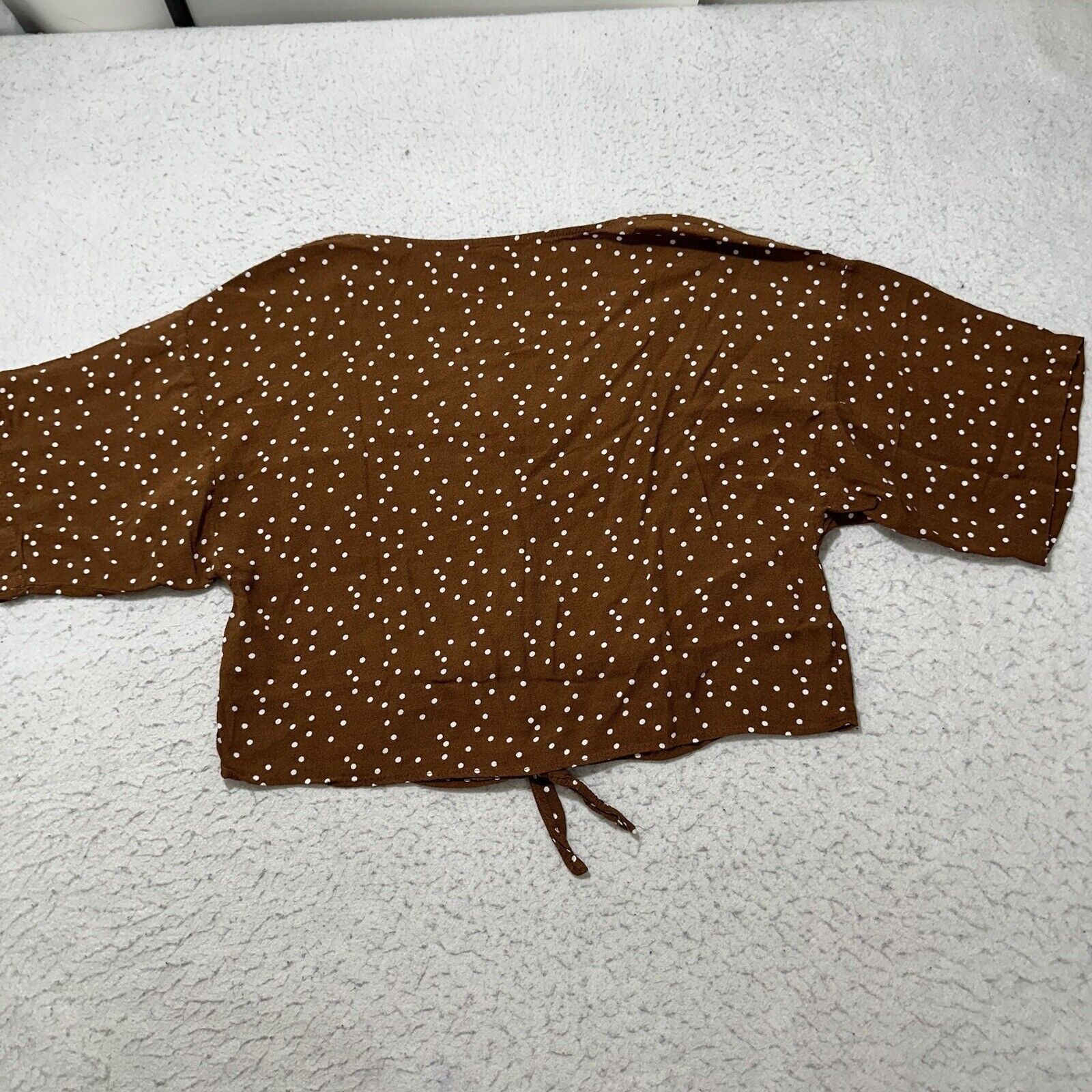 Forever 21 Forever 21 Medium Brown White Polka Dot V-Neck Blouse Size M / US 6-8 / IT 42-44 - 10 Thumbnail