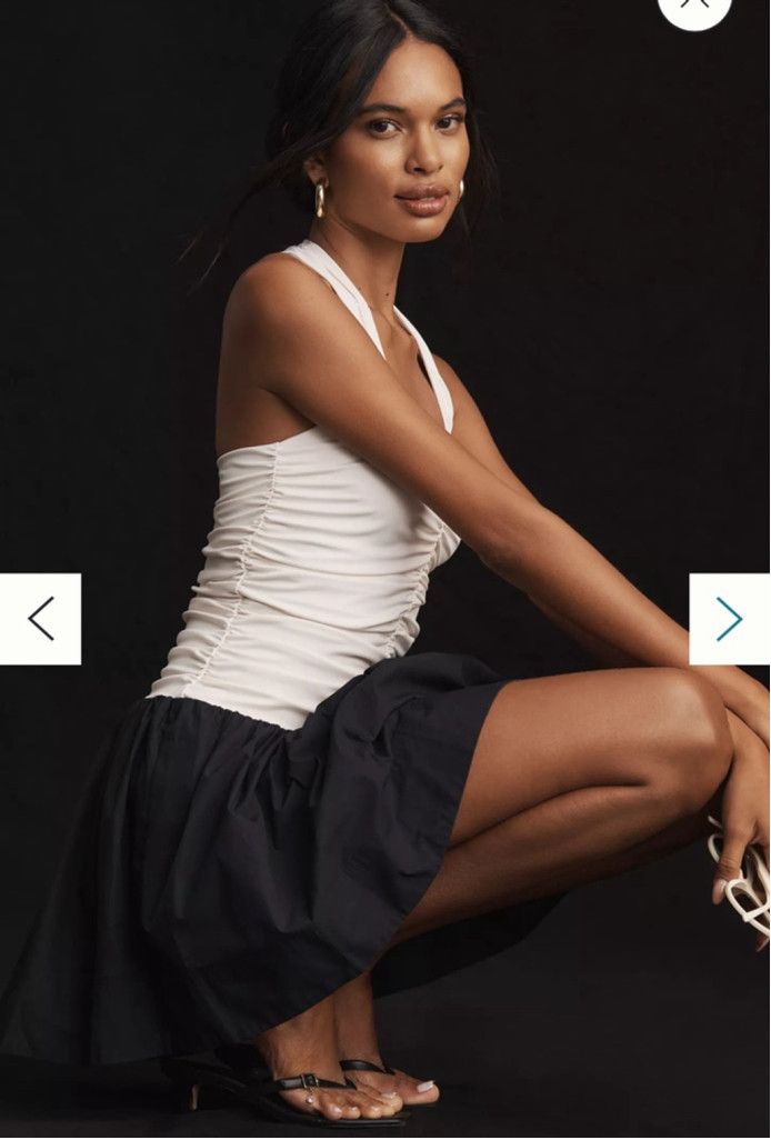 NWT Maeve Halter Mini Dress Black & White Size S $168