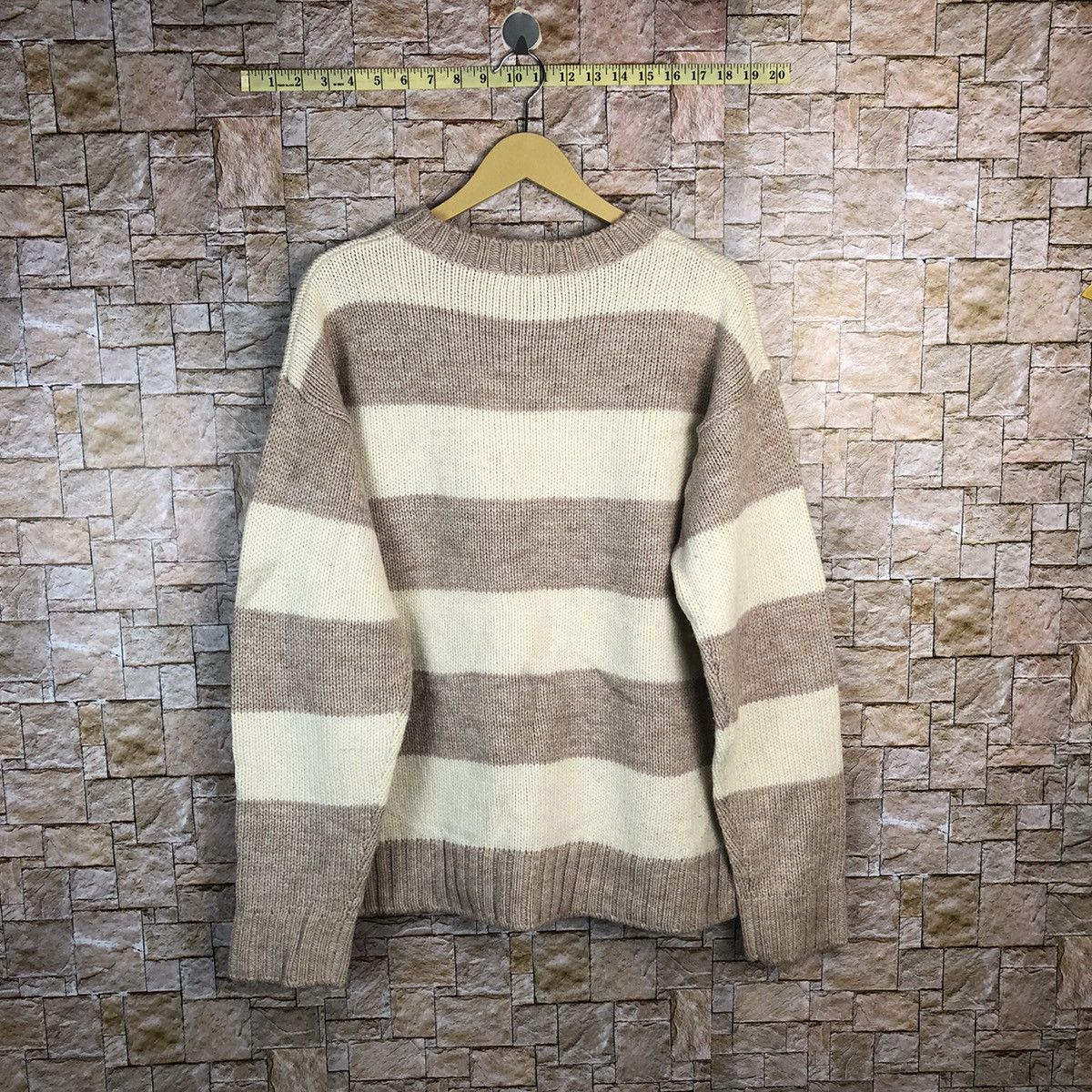 GU × OVER THE STRiPES GU Stripe Brown White Knitwear #A482 Size L / US 10 / IT 46 - 13 Thumbnail