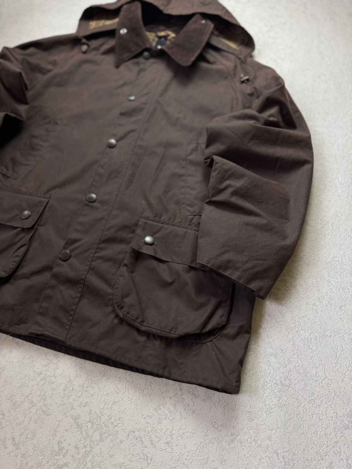 Barbour Barbour Waxed Brown Bedale Jacket Coat With Hood C44/112cm Size US L / EU 52-54 / 3 - 3 Thumbnail