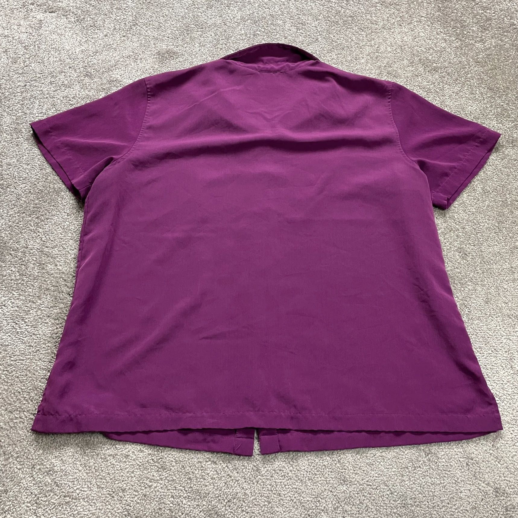 Vintage Bently Plus Button Down Shirt Womens 22W Purple Short Sleeve Polyester Casual Size 3XL / US 20-22 - 2 Thumbnail