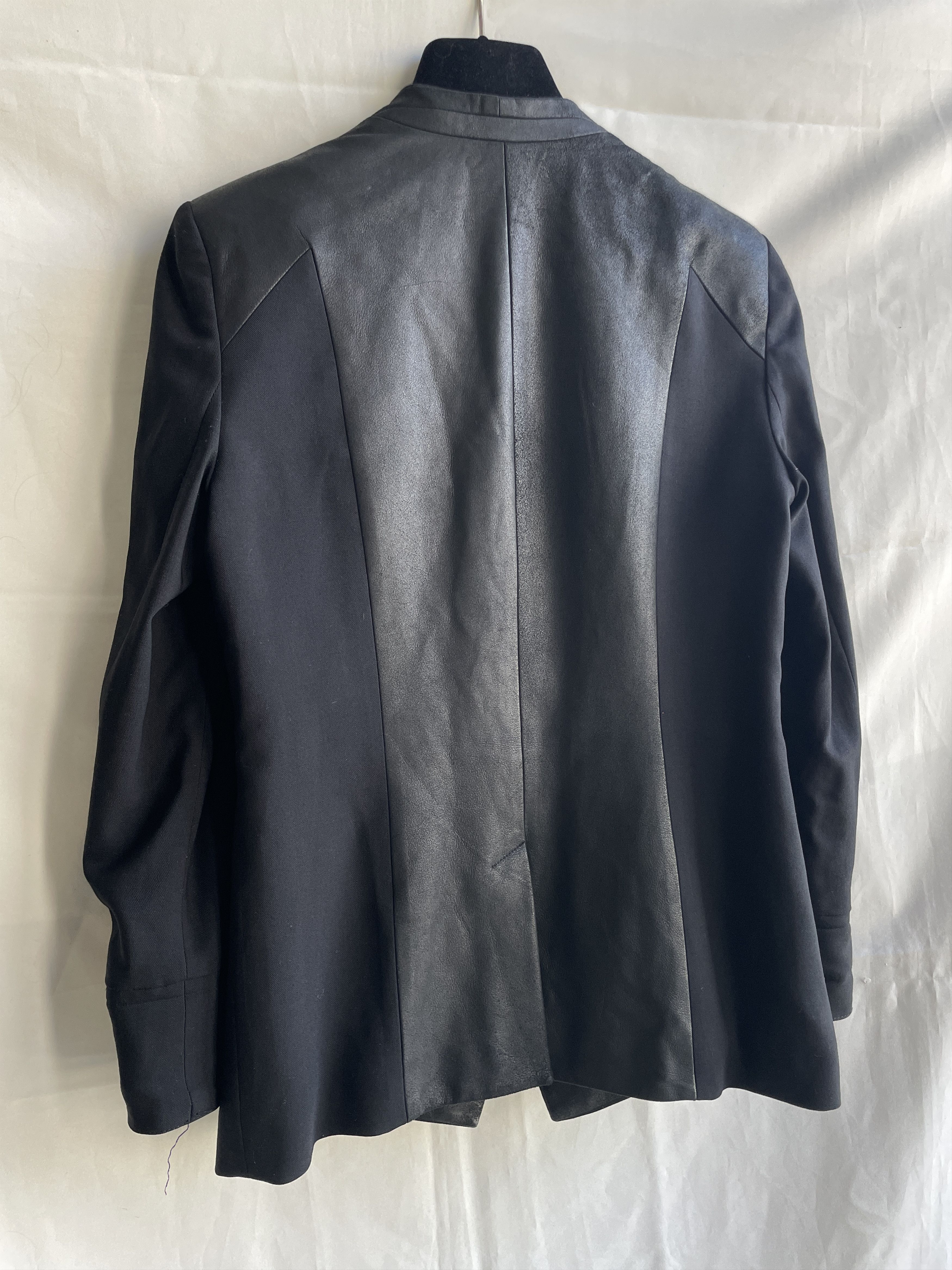Helmut Lang Helmut Lang Leather Wool Ruched Sleeves Blazer Size S / US 4 / IT 40 - 5 Thumbnail