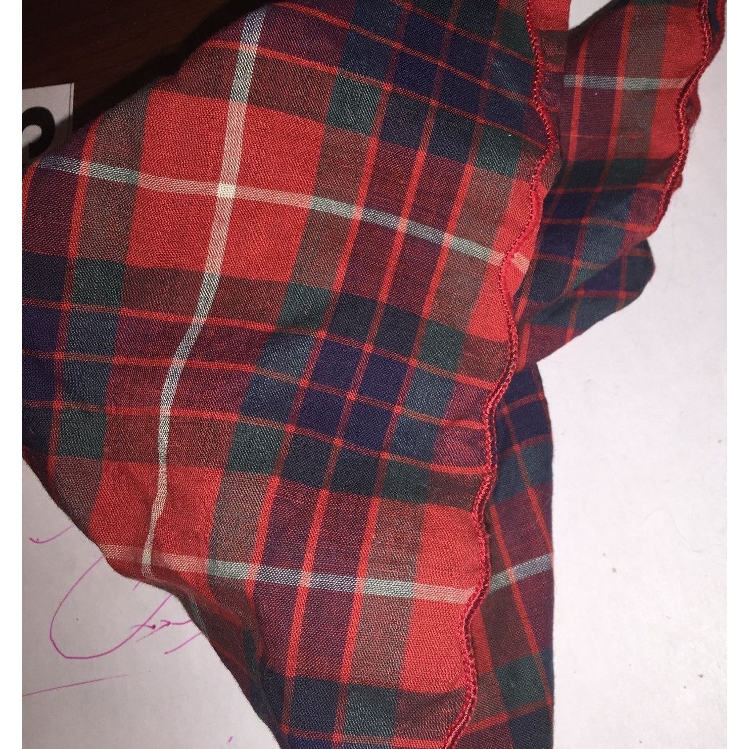 Other Vintage Red, Green and Blue Plaid "From Oban" Handkerchief Size ONE SIZE - 3 Thumbnail
