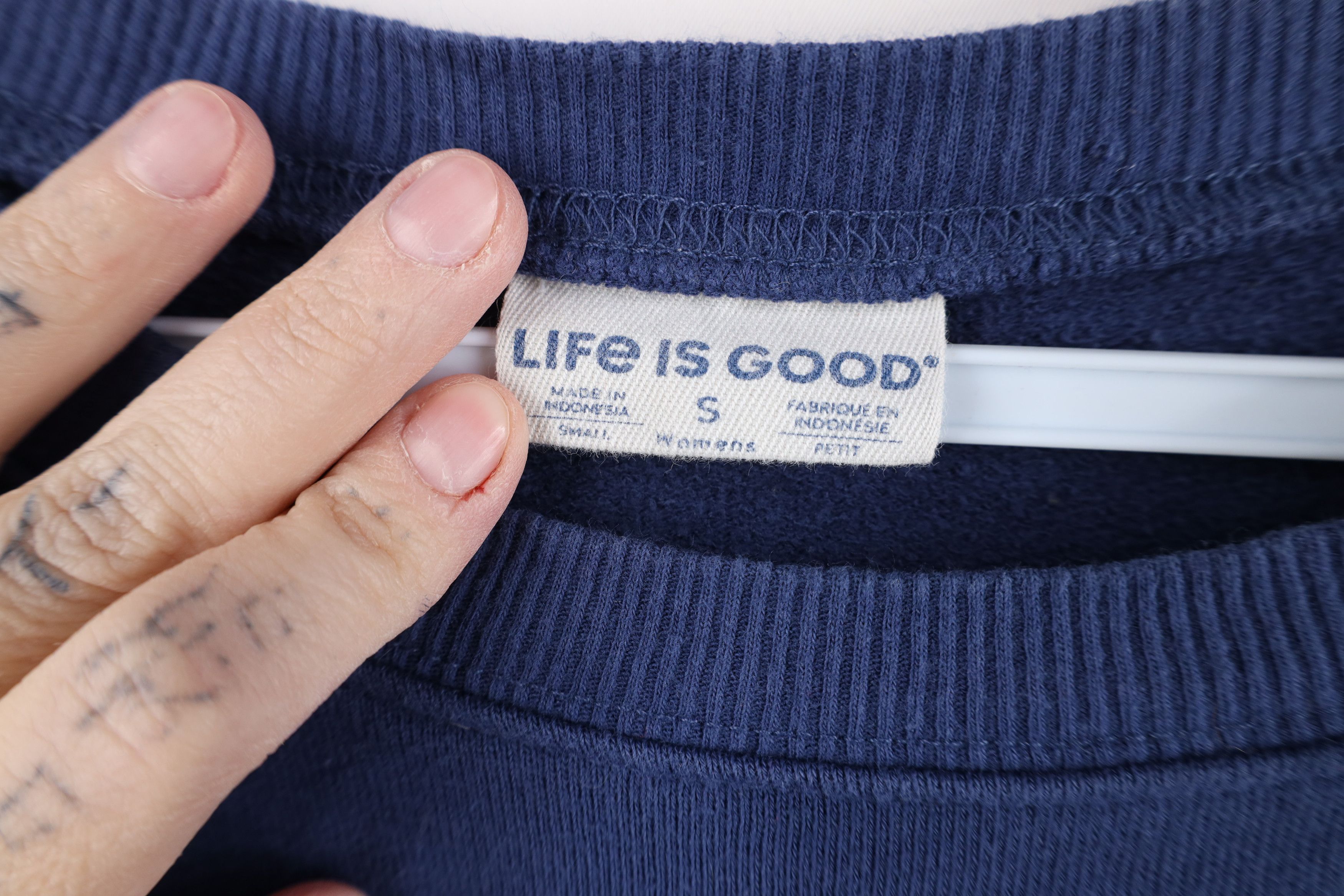 Life is Good Life Is Good Spell Out Heart French Terry Sweatshirt Blue Size S / US 4 / IT 40 - 6 Thumbnail