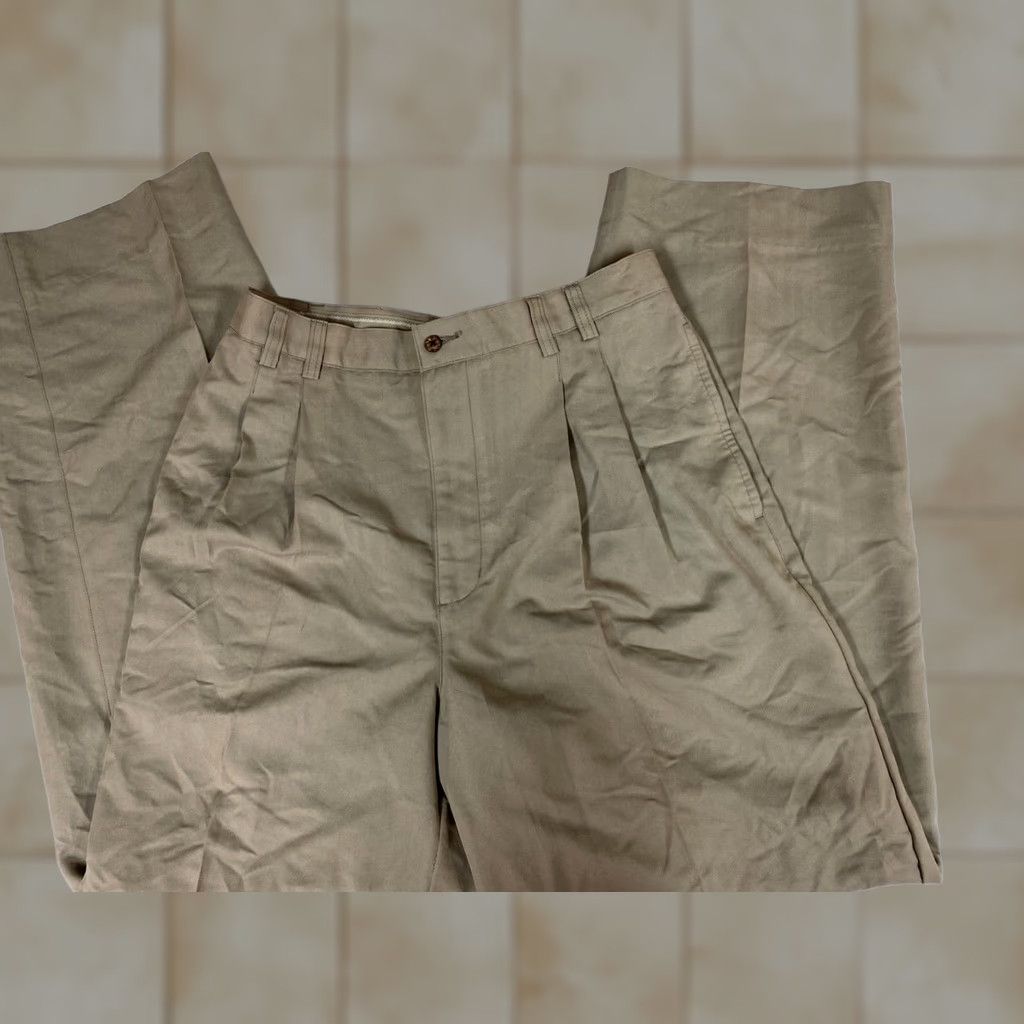 Vintage Hawaiian Tropic Mens Pants Straight Chino 36x34 Beige Tropical Breathable Cotton Flat Front Vintage No Size US 36 / EU 52 - 1 Thumbnail