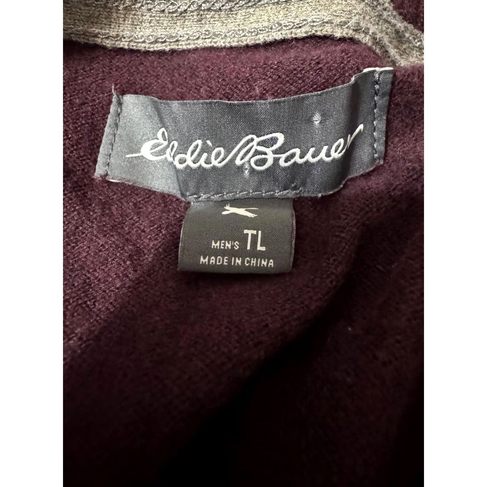 Eddie Bauer Eddie Bauer Men's Burgundy Half-Zip Sweater TL Large Knit Stand-Up Collar Zip Casual, Big & Tall, Red, Mid-Length, Regular Fit Size US L / EU 52-54 / 3 - 3 Thumbnail