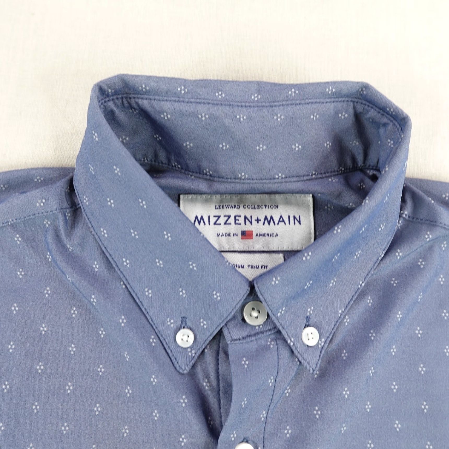 Mizzen+Main Mizzen Main Shirt Mens Medium Blue Leeward Trim Fit Button Up Performance Flex Size US M / EU 48-50 / 2 - 2 Thumbnail