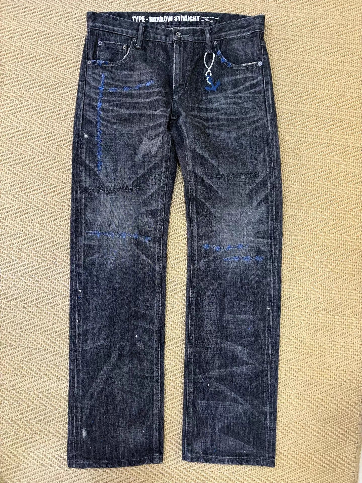 Neighborhood NBHD 09 Narrow M Black Anchor Washed Cut Jeans Near New Size US 32 / EU 48 - 1 Thumbnail