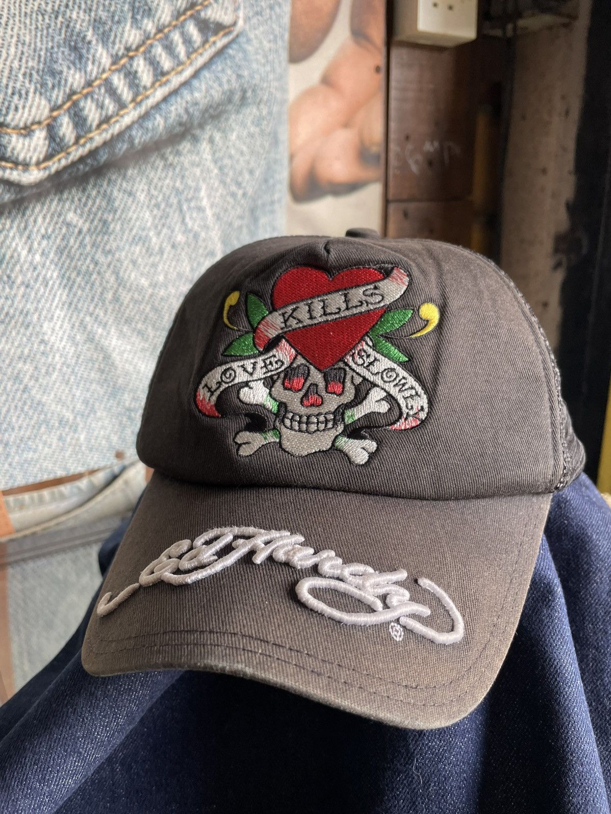 Ed Hardy Don Ed Hardy USA Snapback Cap Trucker sun faded embroidery Size ONE SIZE - 2 Thumbnail