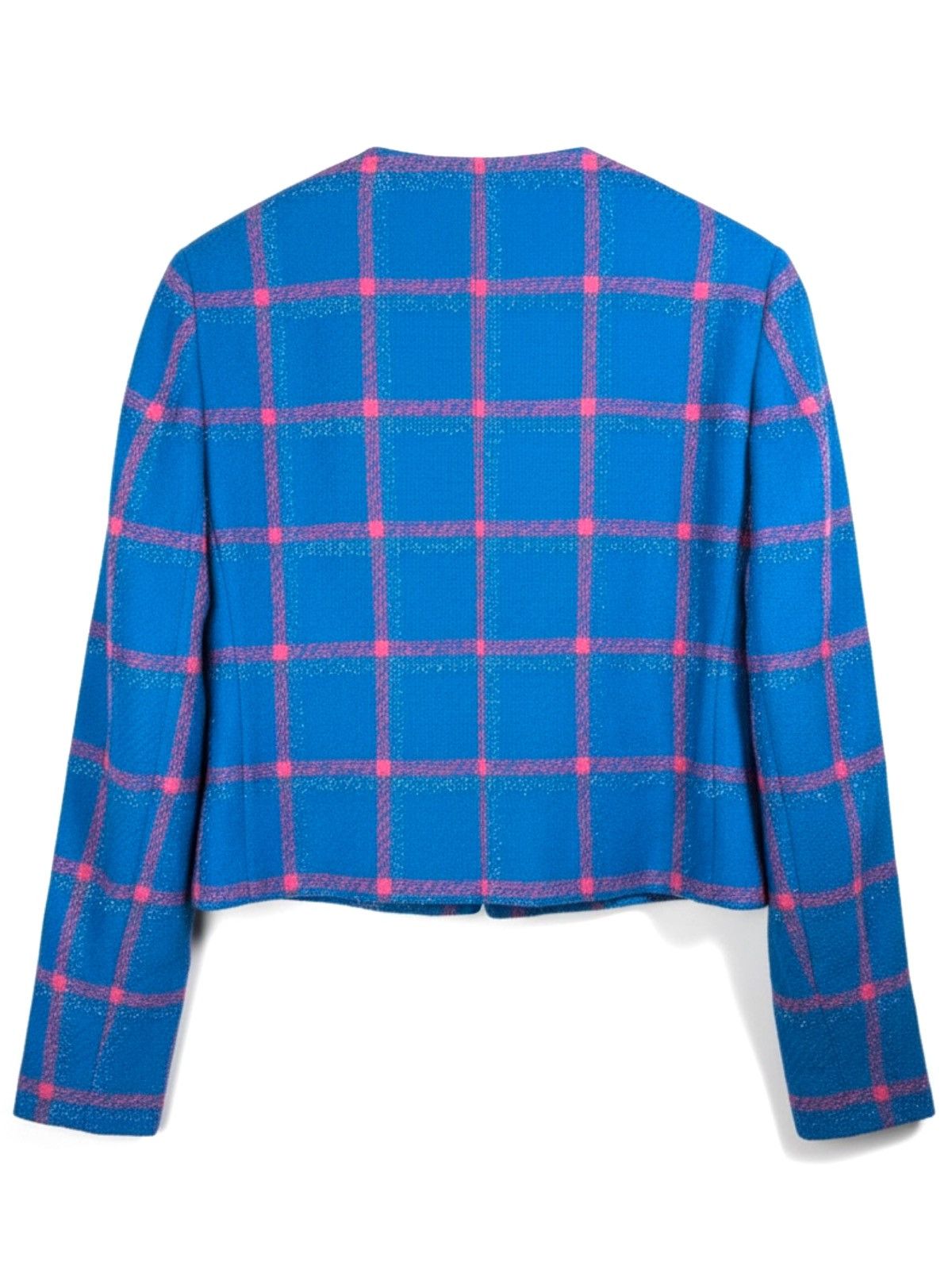 Versace Versace Wool Lurex Windowpane Jacket Blue Size XL / US 12-14 / IT 48-50 - 2 Thumbnail