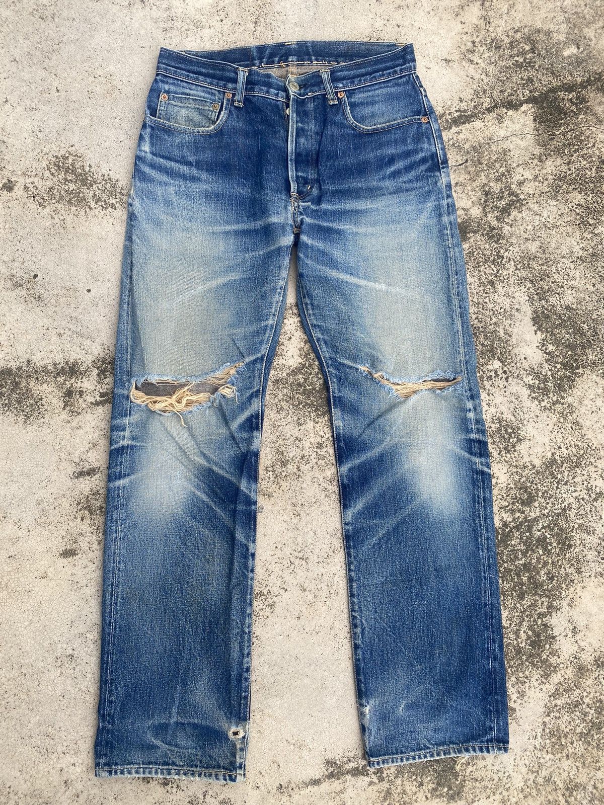 Blue Blue Japan × Japanese Brand × Le Grande Bleu (L.G.B.) Blue Blue Japan Distressed Selvedge Honeycomb Clawmark Denim Size US 29 - 1 Thumbnail