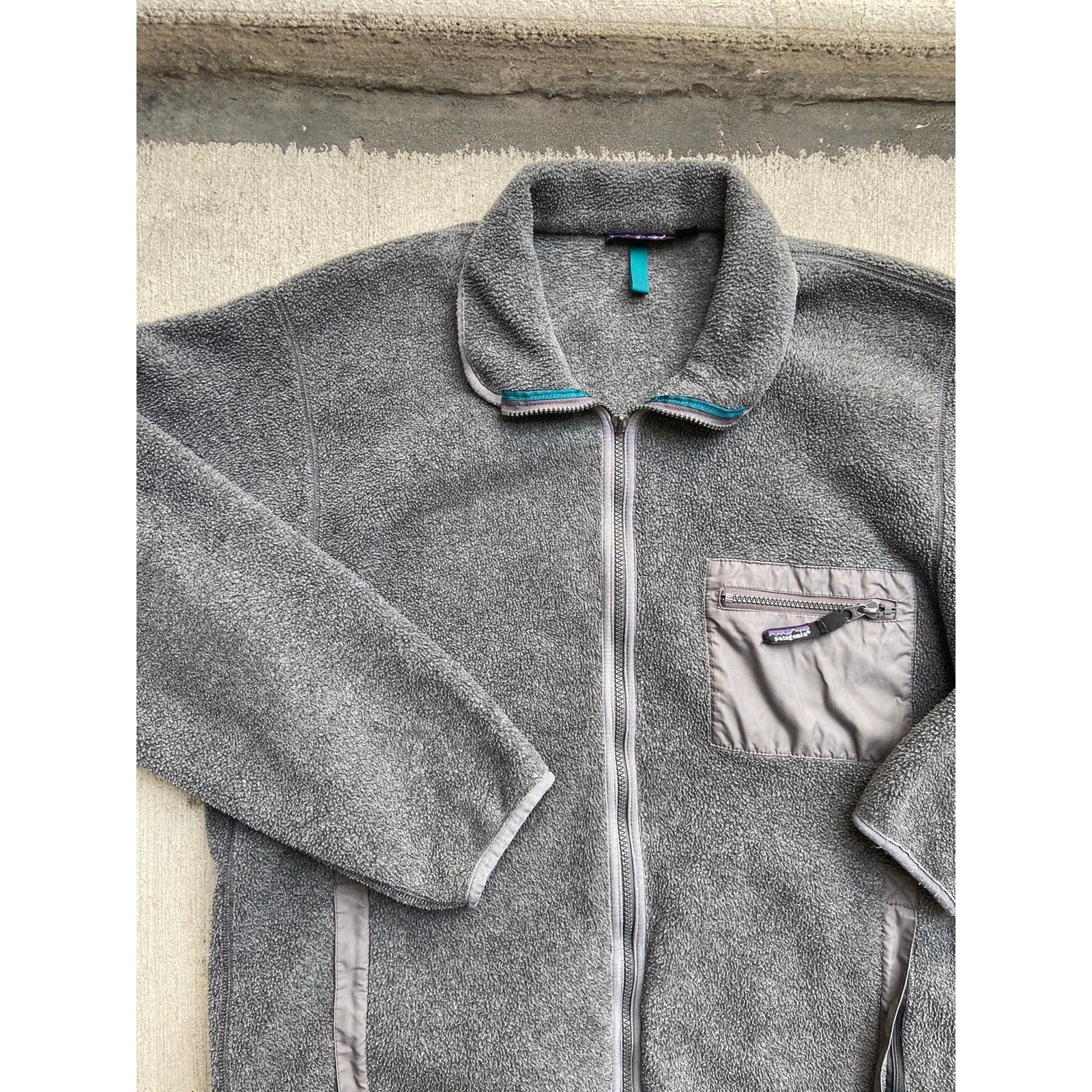 Patagonia × Vintage Vintage Patagonia Grey Fleece Zip Up Jacket Made in USA XL Size US XL / EU 56 / 4 - 4 Thumbnail