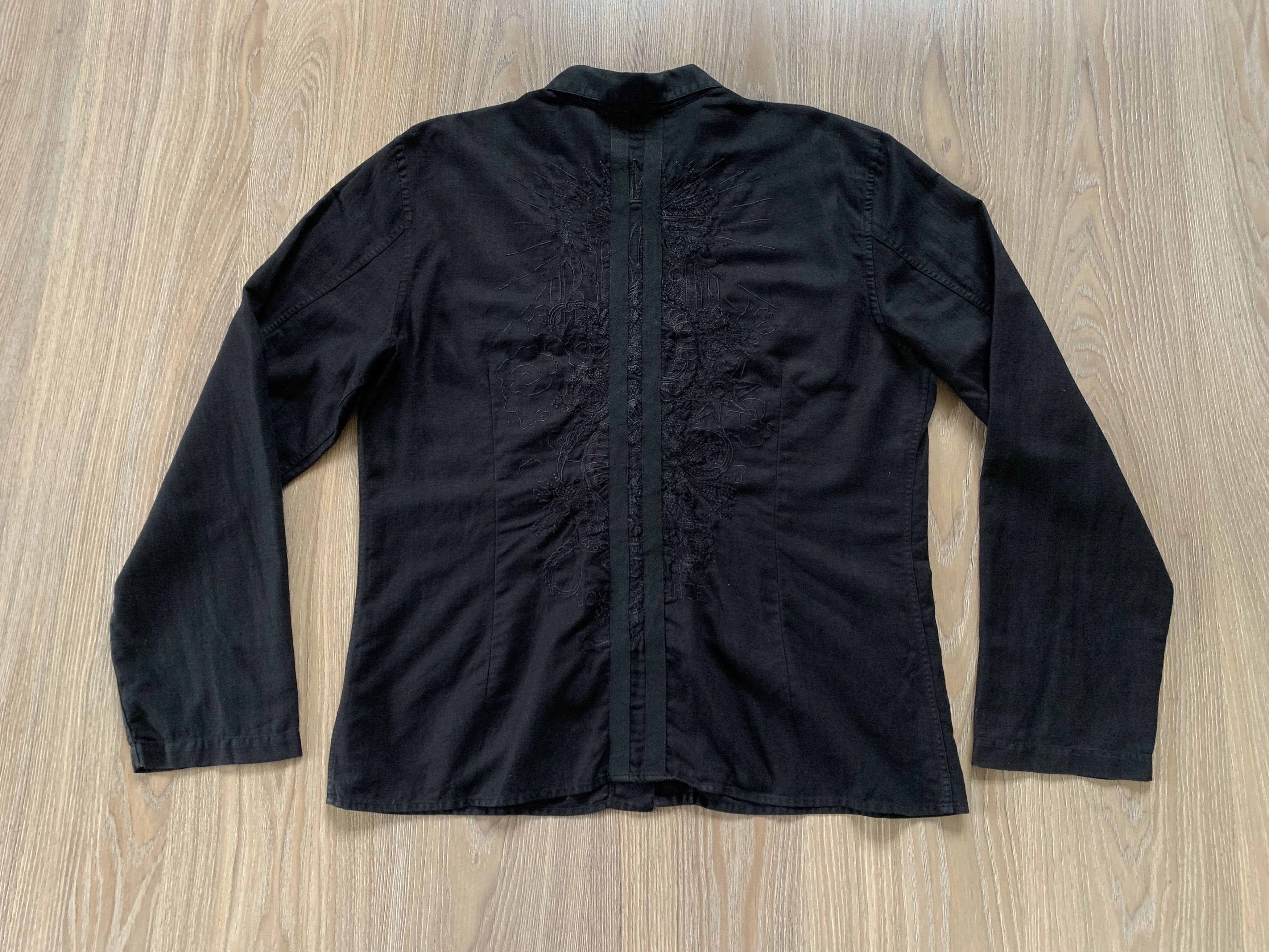 John Richmond Men's John Richmond Denim Black Linen Shirt With Embroidery Size US M / EU 48-50 / 2 - 3 Thumbnail