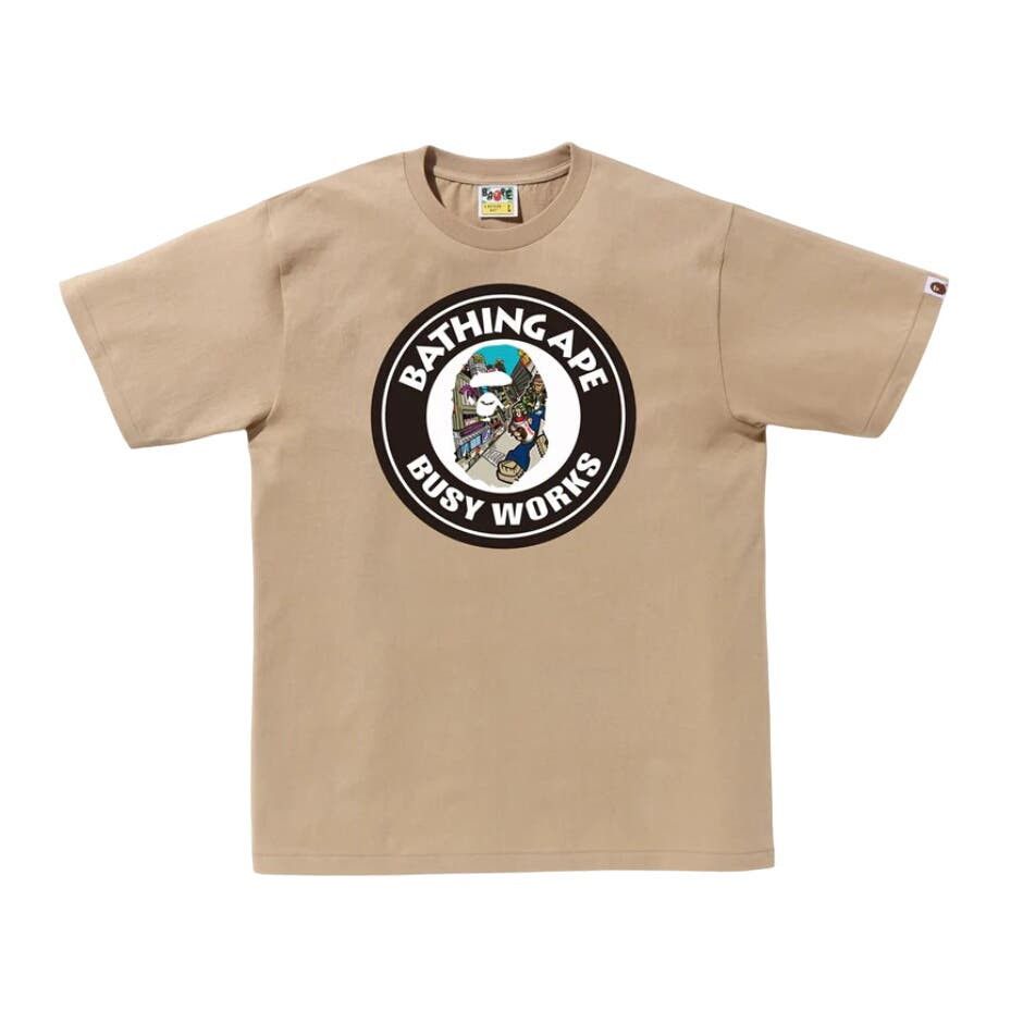 image of Bape Comic Busy Works Tee in Beige, Men's (Size 2XL)