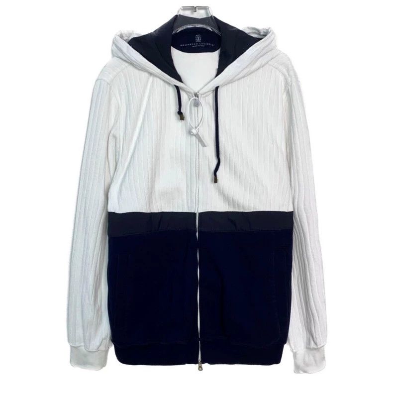 Brunello Cucinelli Brunello Cucinelli Striped Hooded Jacket Size US M / EU 48-50 / 2 - 1 Thumbnail