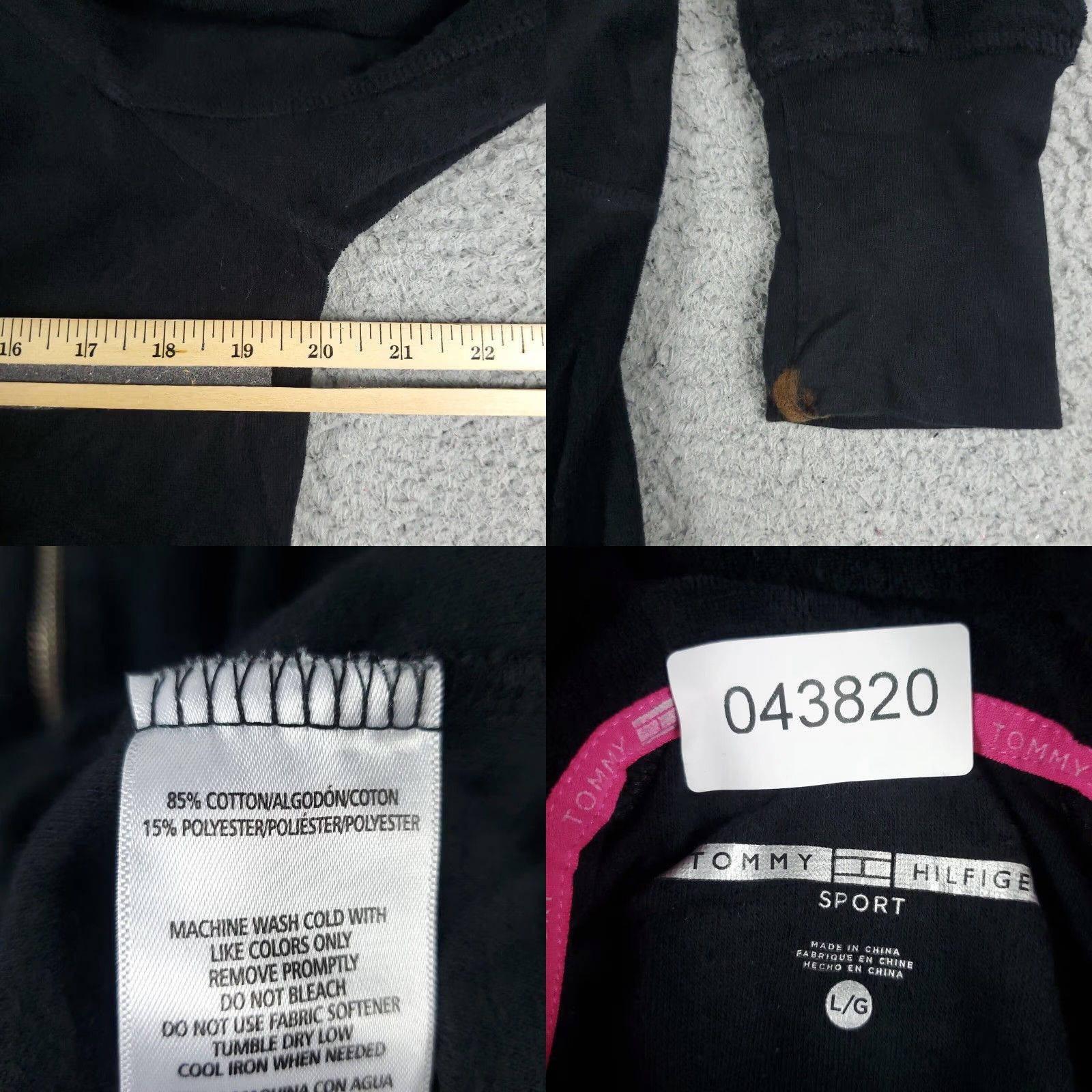 Tommy Hilfiger Tommy Hilfiger Hoodie Womens Large Black Full Zip Sweatshirt Cotton Blend Size L / US 10 / IT 46 - 8 Thumbnail