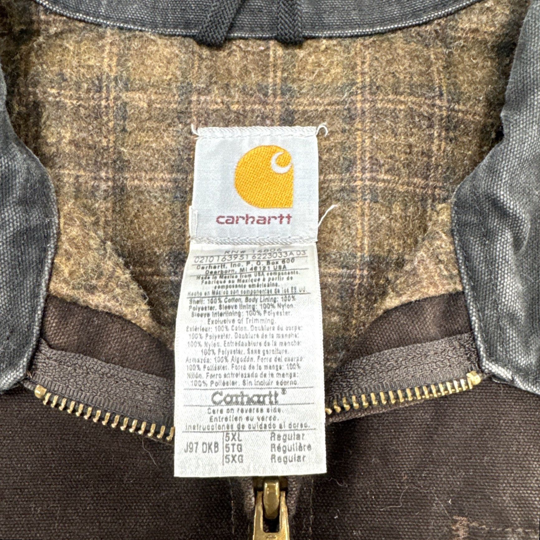 Carhartt VINTAGE Carhartt J97 Detroit Bomber Jacket 5XL Brown Canvas Lined Poly 90s Workwear Mens Size US XXL / EU 58 / 5 - 4 Thumbnail