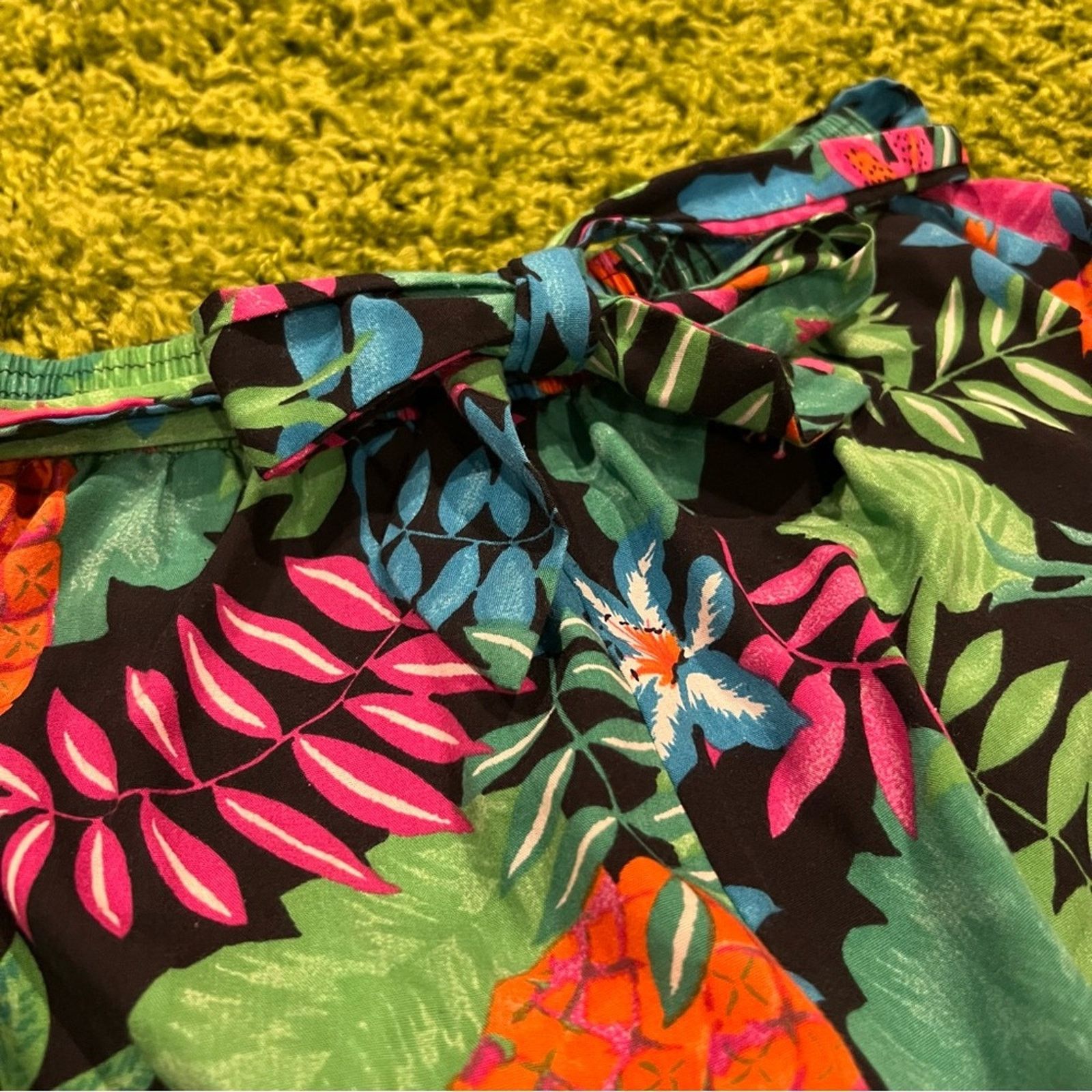 Vintage Vintage 80s Hawaiian Floral High Waisted Elastic Shorts Size 32" / US 10 / IT 46 - 6 Thumbnail
