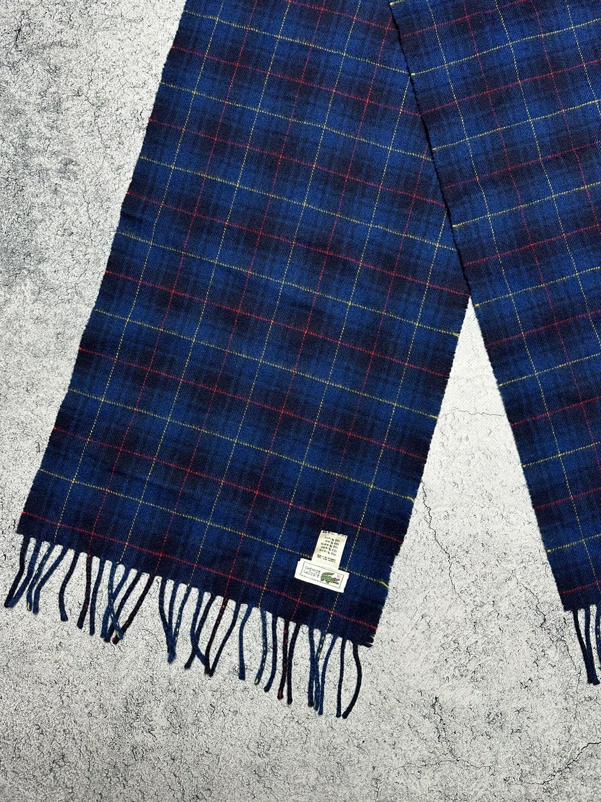 Lacoste 🐊Vintage Lacoste Wool Plaid Scarf Muffler Size ONE SIZE - 2 Thumbnail