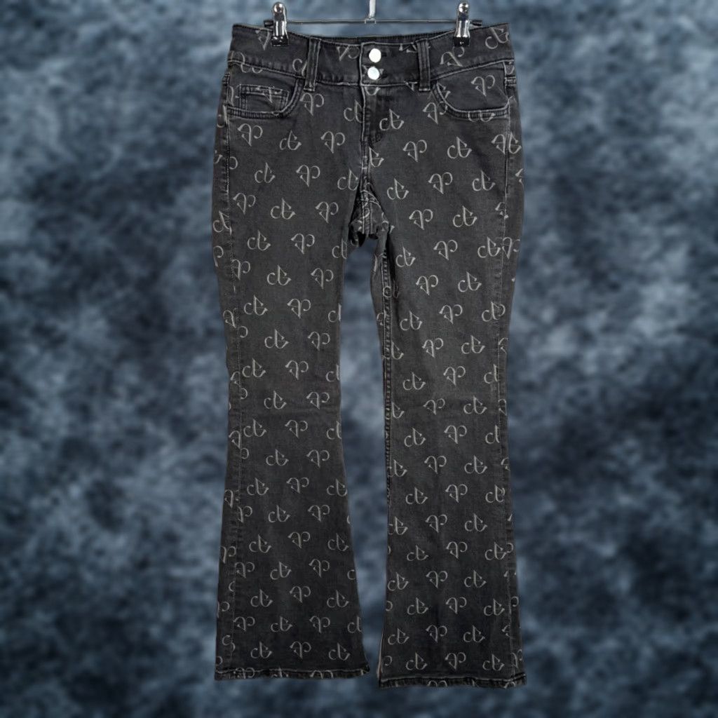 H&M H&M Divided Blackpink Womens Size 6 Print Flared Jeans Gray Cotton Denim Size 28" / US 6 / IT 42 - 1 Thumbnail