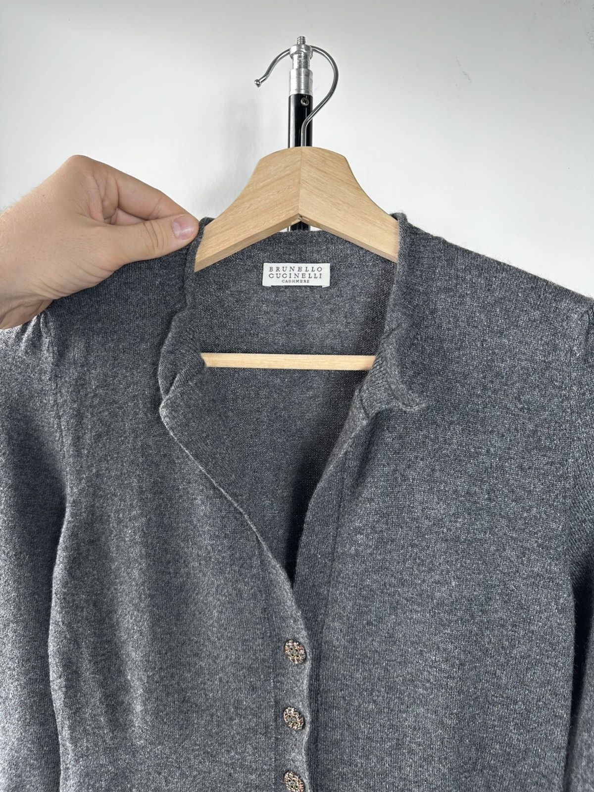 Brunello Cucinelli Brunello Cucinelli 100% Cashmere Cardigan – Gray Knitwear Size M / US 6-8 / IT 42-44 - 6 Thumbnail