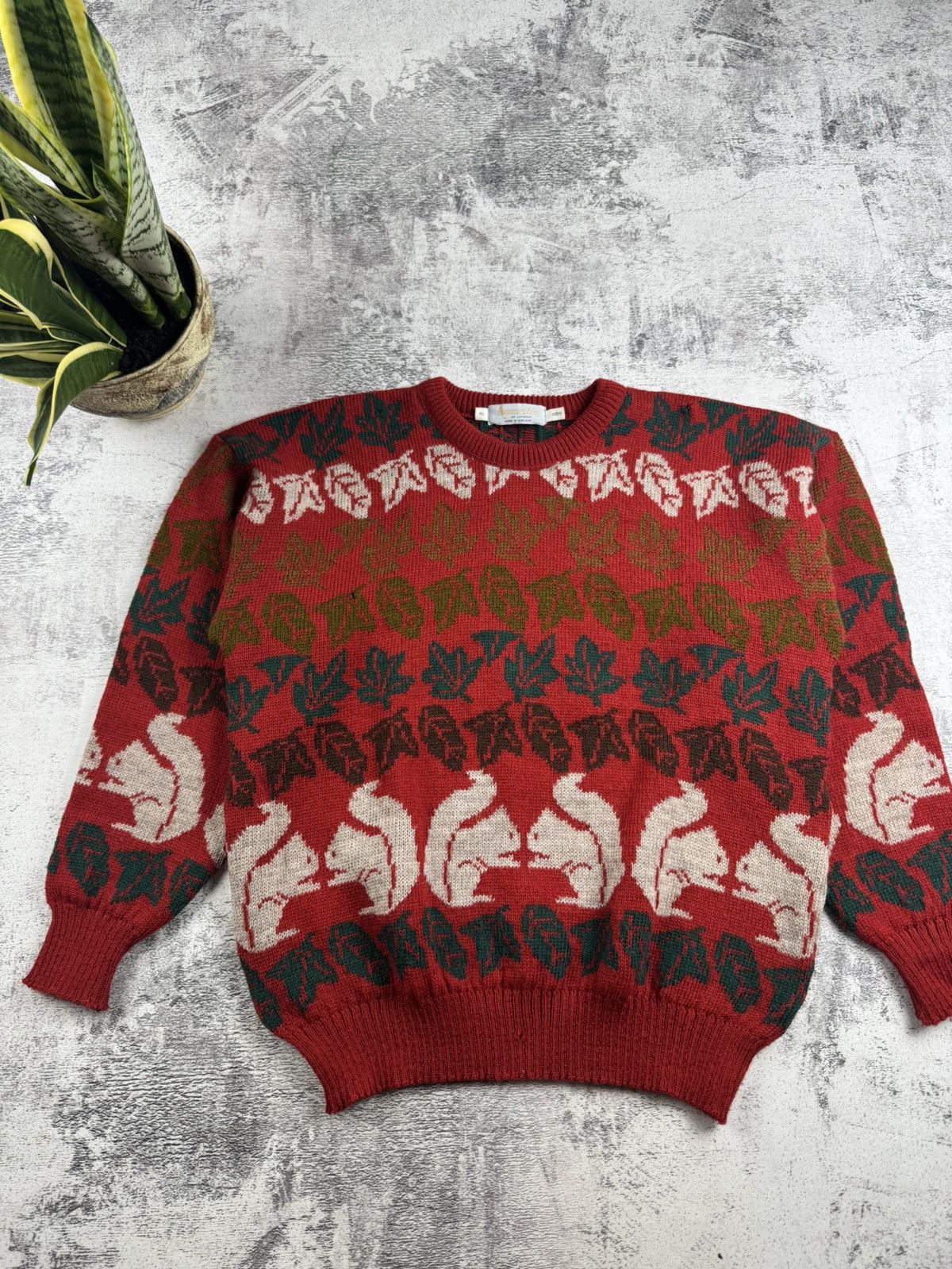 Aquascutum Aquascutum 100% Wool Leaves Vintage Men’s Squirrels Large Knit Sweater Pullover Size US M / EU 48-50 / 2 - 4 Thumbnail