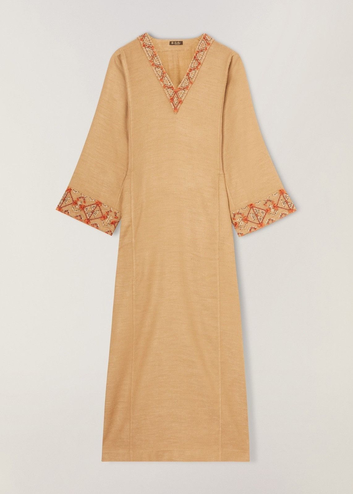 Loro Piana o1srvl11e0824 Yari Linen Silk Chevron Maxi Dress in Brown Size L / US 10 / IT 46 - 1 Thumbnail
