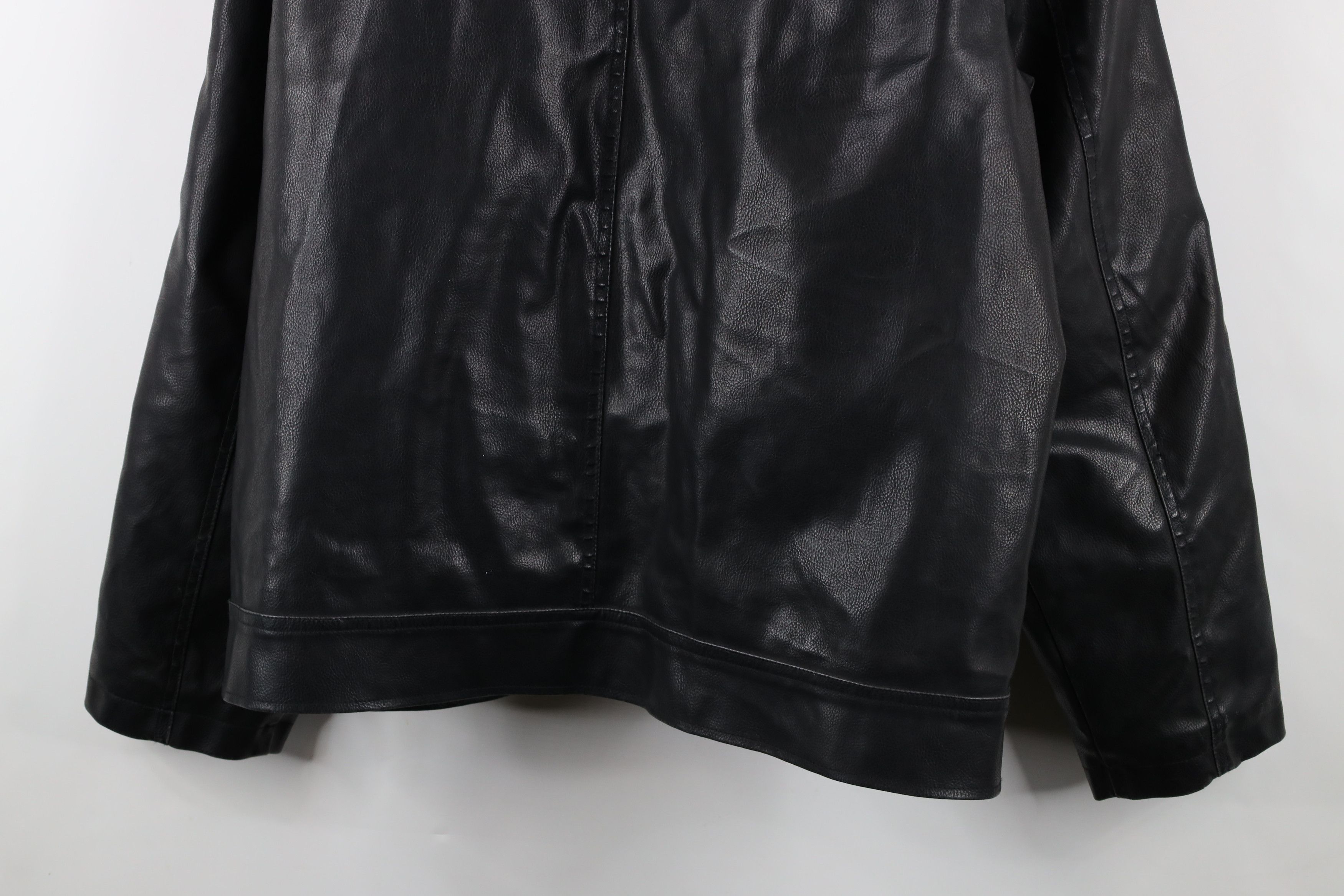 Vintage Vintage 90s Streetwear Hooded Faux Leather Moto Jacket Size US XL / EU 56 / 4 - 14 Thumbnail