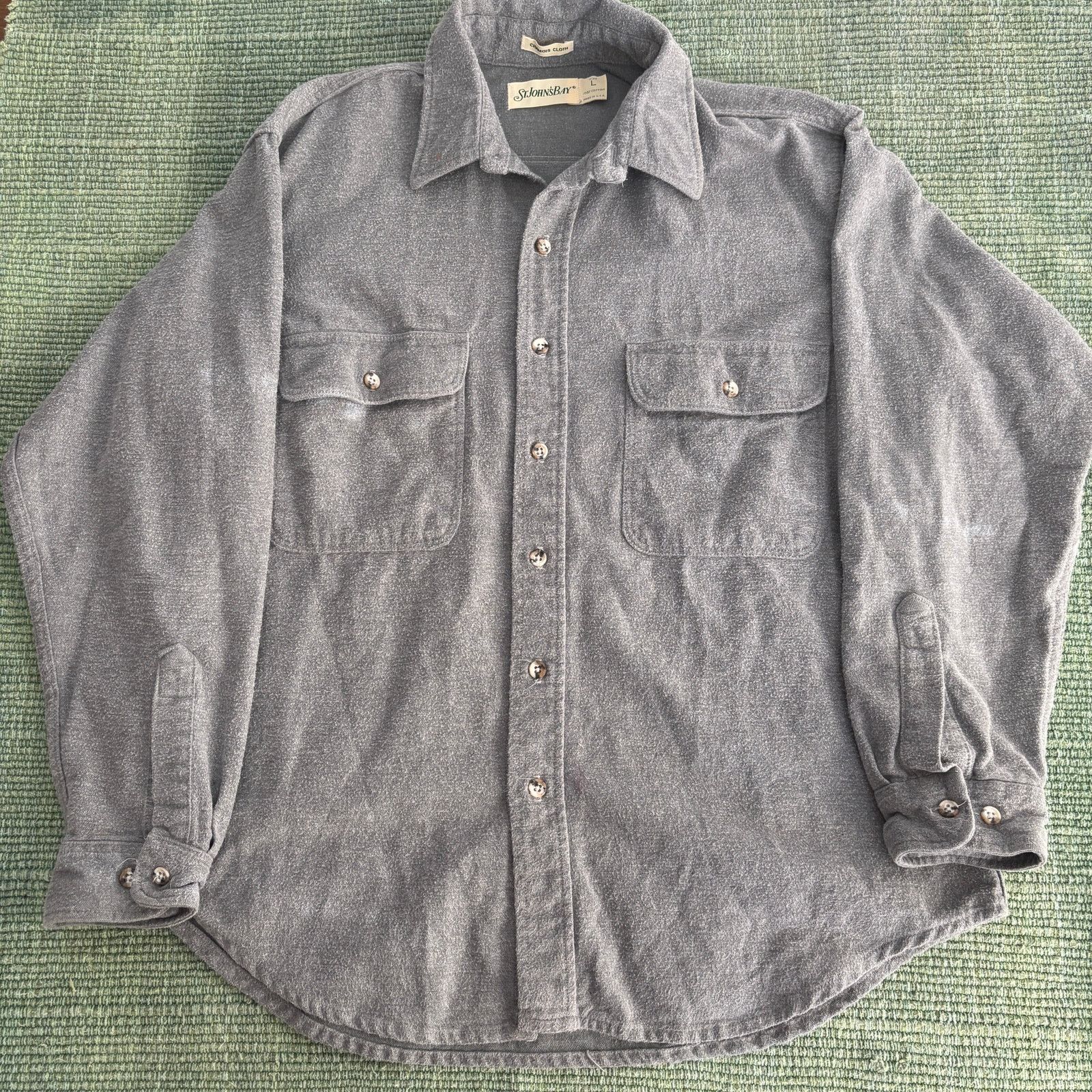 St. Johns Bay × Vintage 1990s gray st john's bay cotton chamois flannel shirt large Size US XL / EU 56 / 4 - 1 Thumbnail