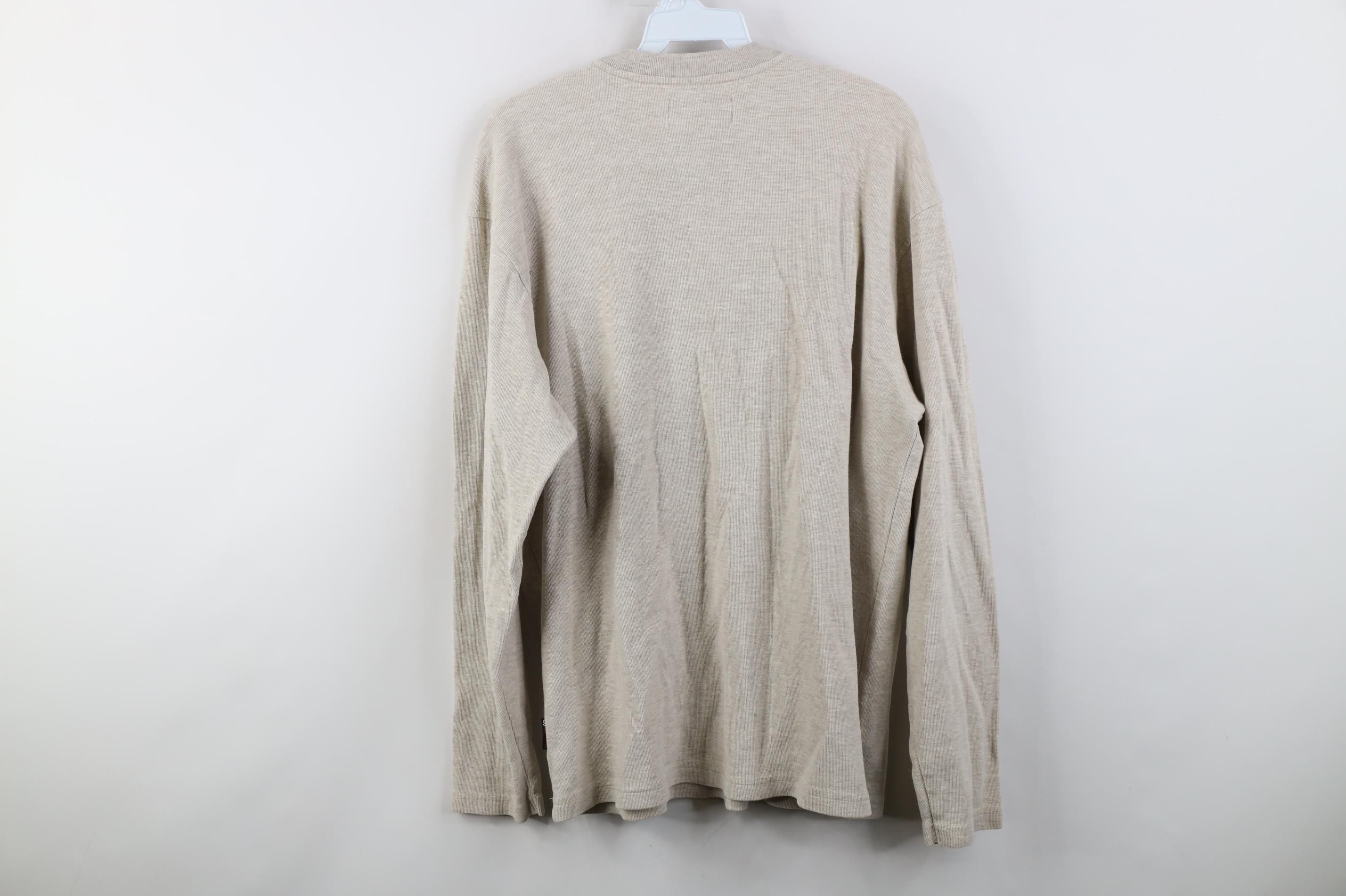 Vintage Vintage 90s Streetwear Waffle Knit Henley T-Shirt Beige Size US L / EU 52-54 / 3 - 11 Thumbnail